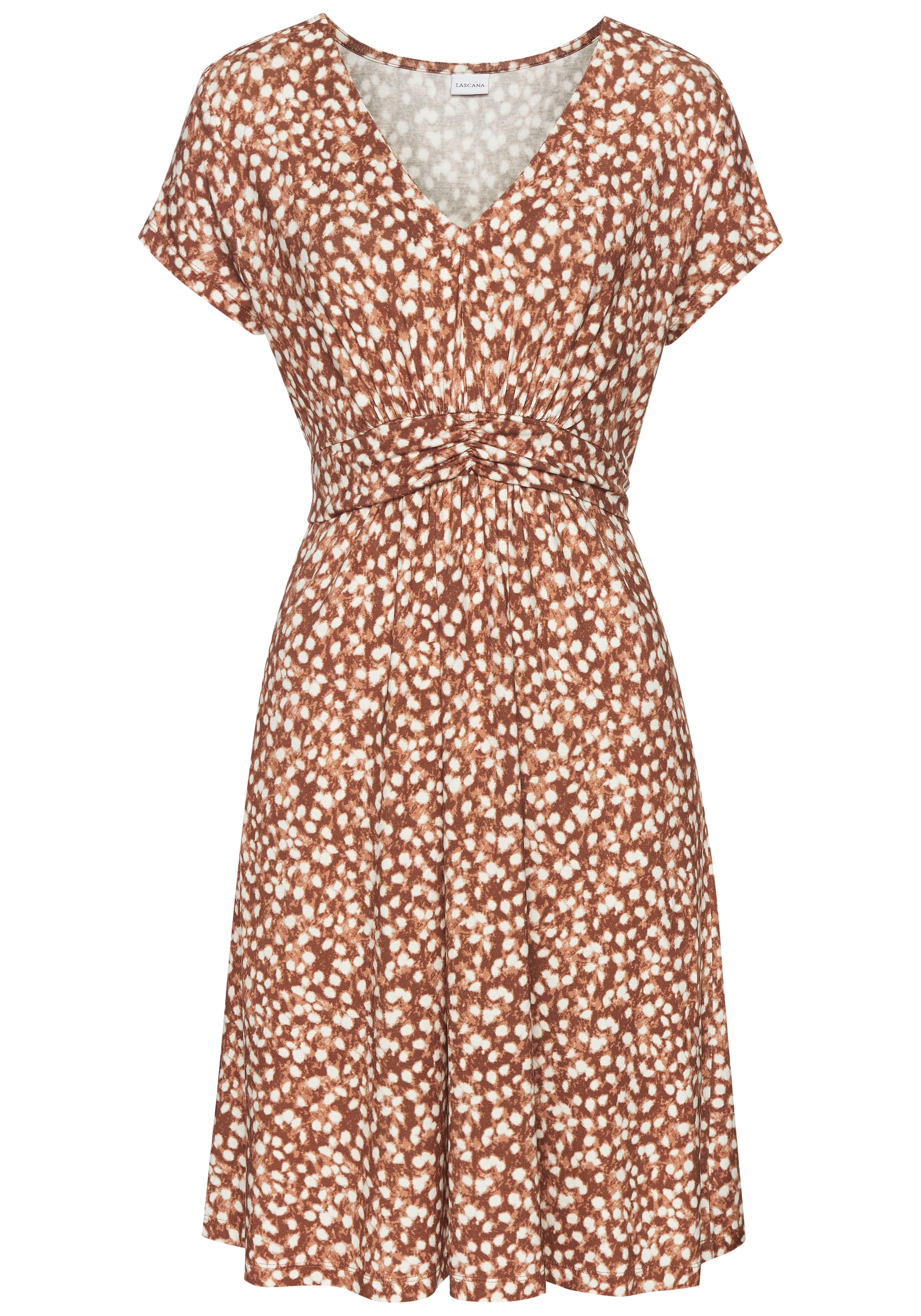 Vivance Jerseykleid, mit Pünktchendruck und V-Ausschnitt, figurschmeichelndes Sommerkleid