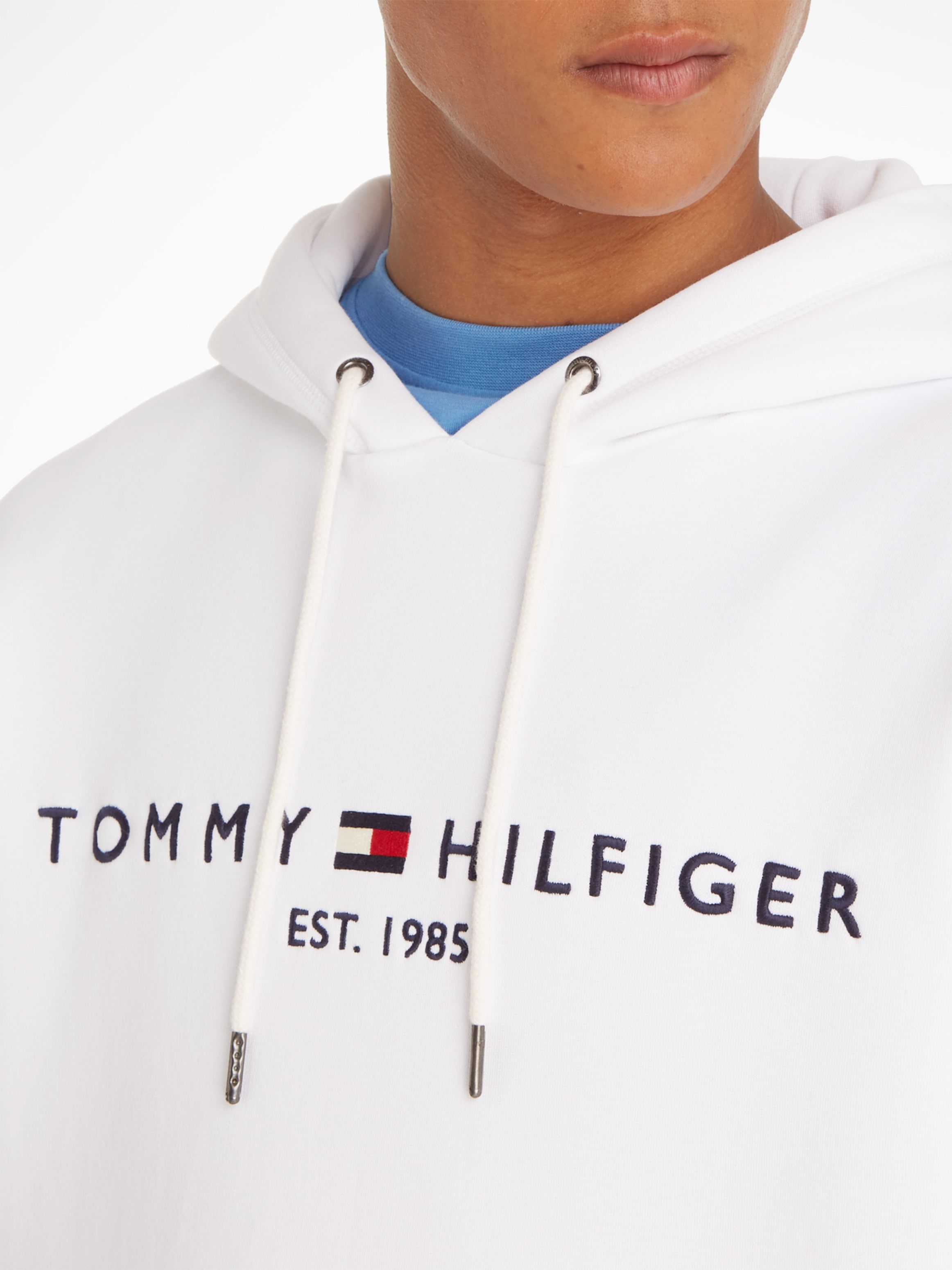Tommy Hilfiger Kapuzensweatshirt »TOMMY LOGO«, unifarben, casual, regular fit, Baumwollmix, Kapuze
