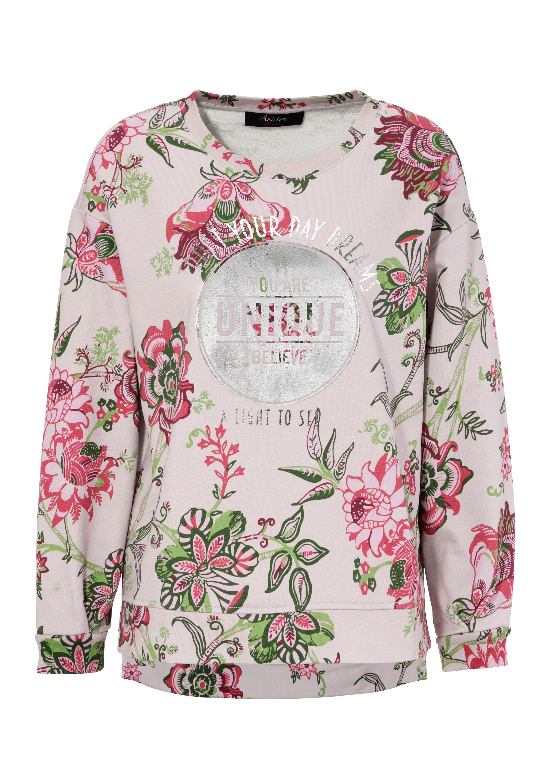 Aniston CASUAL Sweatshirt, im extravaganten Blumendruck mit Folienprint
