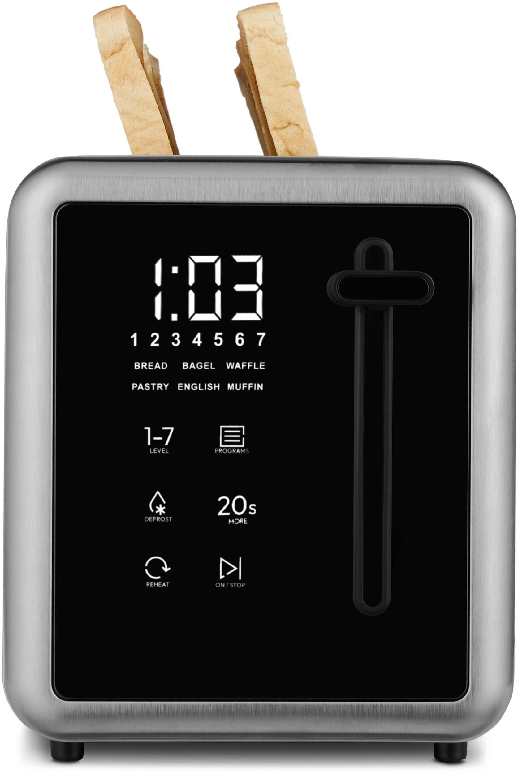 Medion® Toaster »Langschlitztoaster, MD12103, LED Sensor-Touch-Display« 2 lange Schlitze für 4 Scheiben 1450 W abnehmbarer Brötchenaufsatz