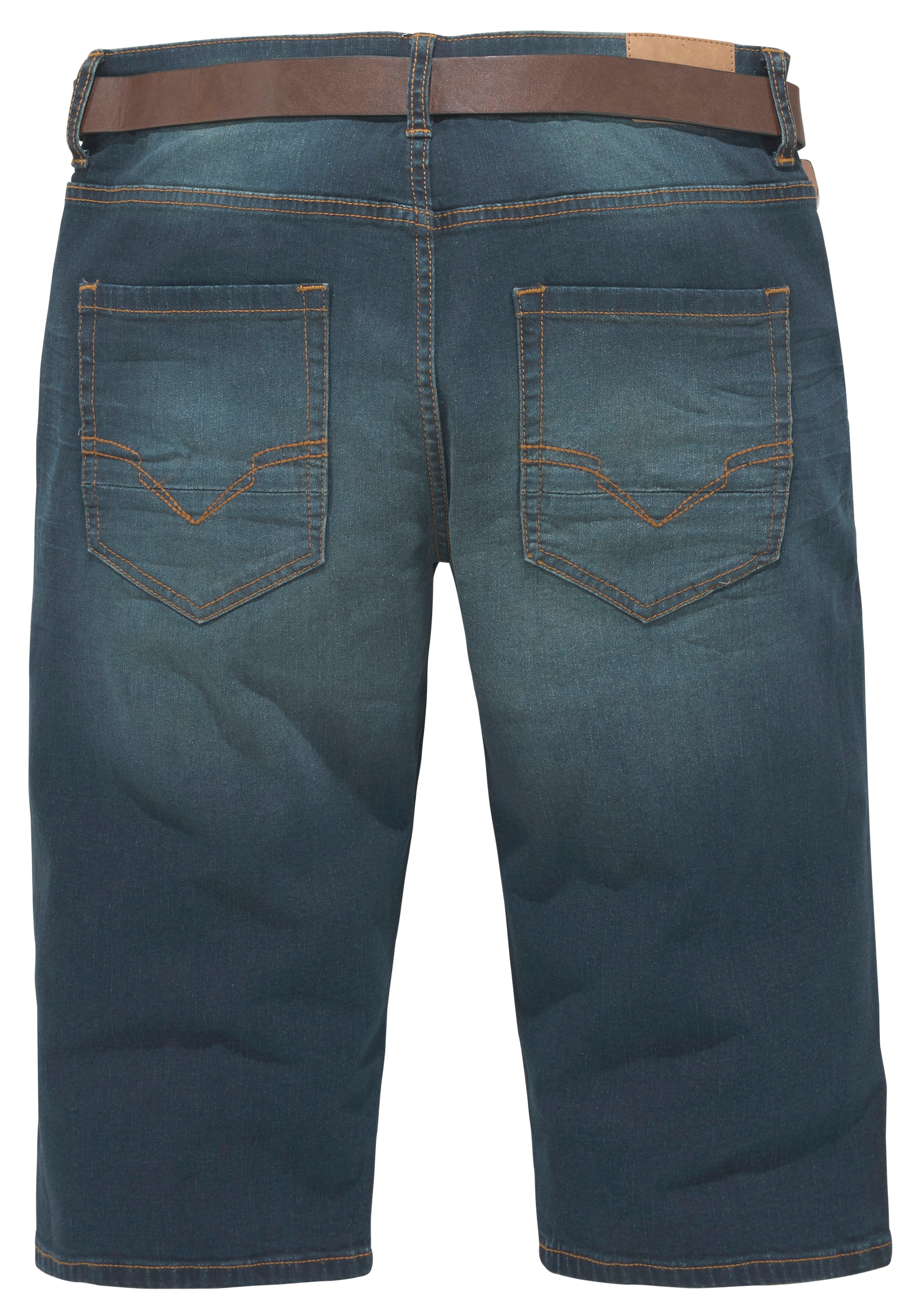 H.I.S Jeansbermudas »HANTZ«, (Set, 2 tlg., mit abnehmbarem Gürtel), gerader Beinschnitt, Used-Look mit Abriebeffekten