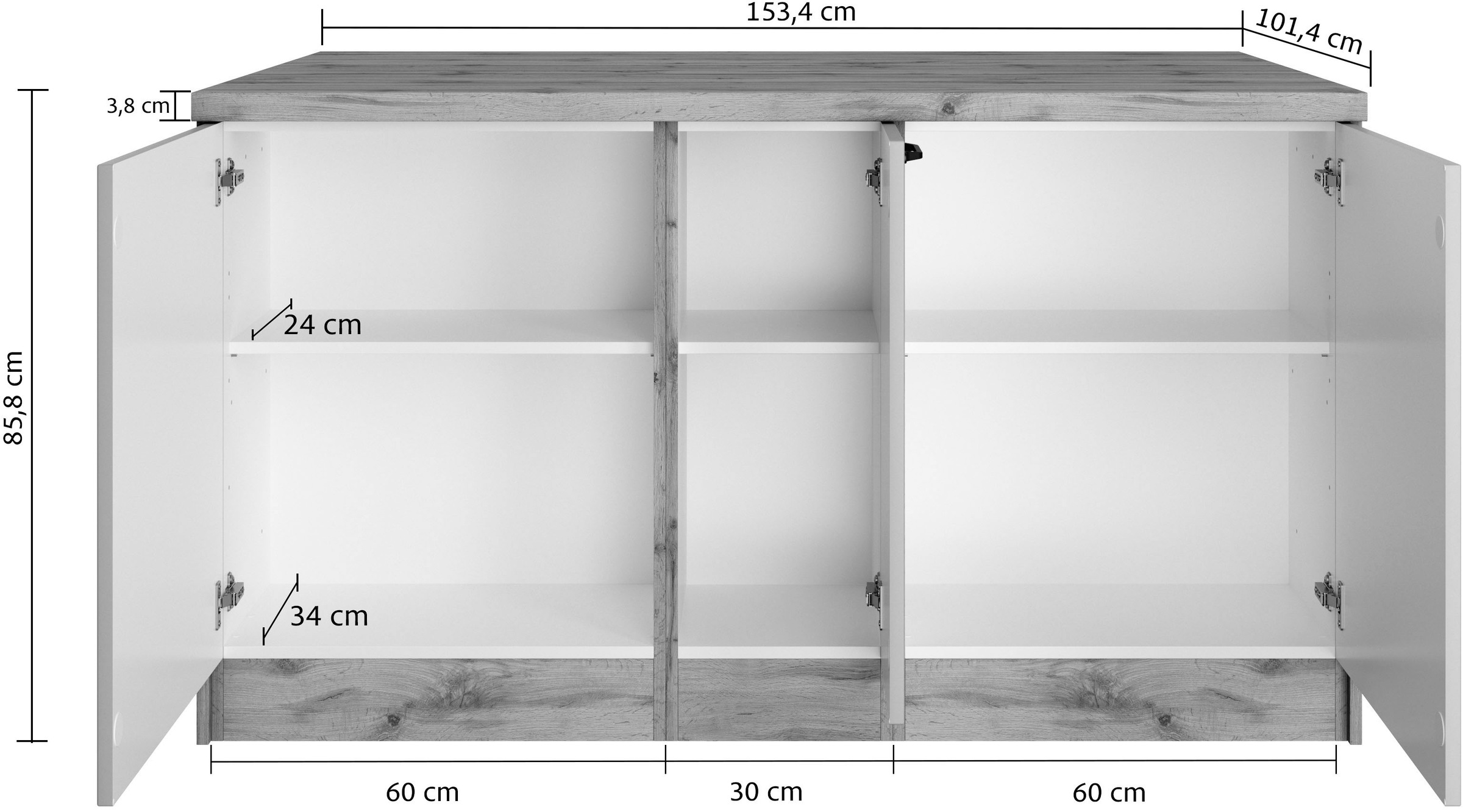 KOCHSTATION Kücheninsel »KS-Lana, Breite 153 cm«, MDF-Fronten, Arbeitsplatte 38mm stark