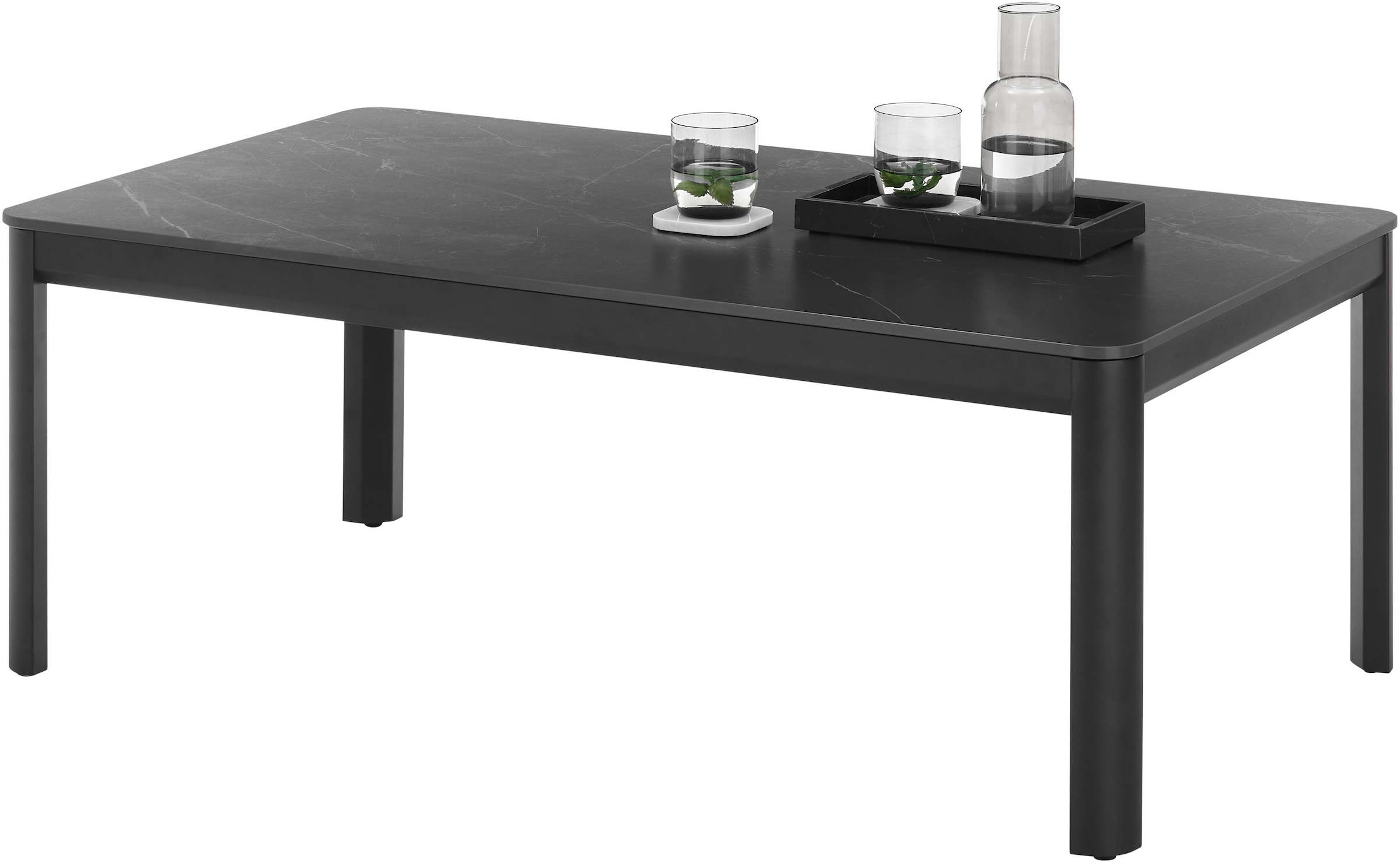 Stolkom Couchtisch »Lenni Wohnzimmertisch Keramik, Schwarz gemasert BxHxT 120x45x70 cm«, Keramikoberfläche schwarz gemasert, Metallgestell schwarz matt