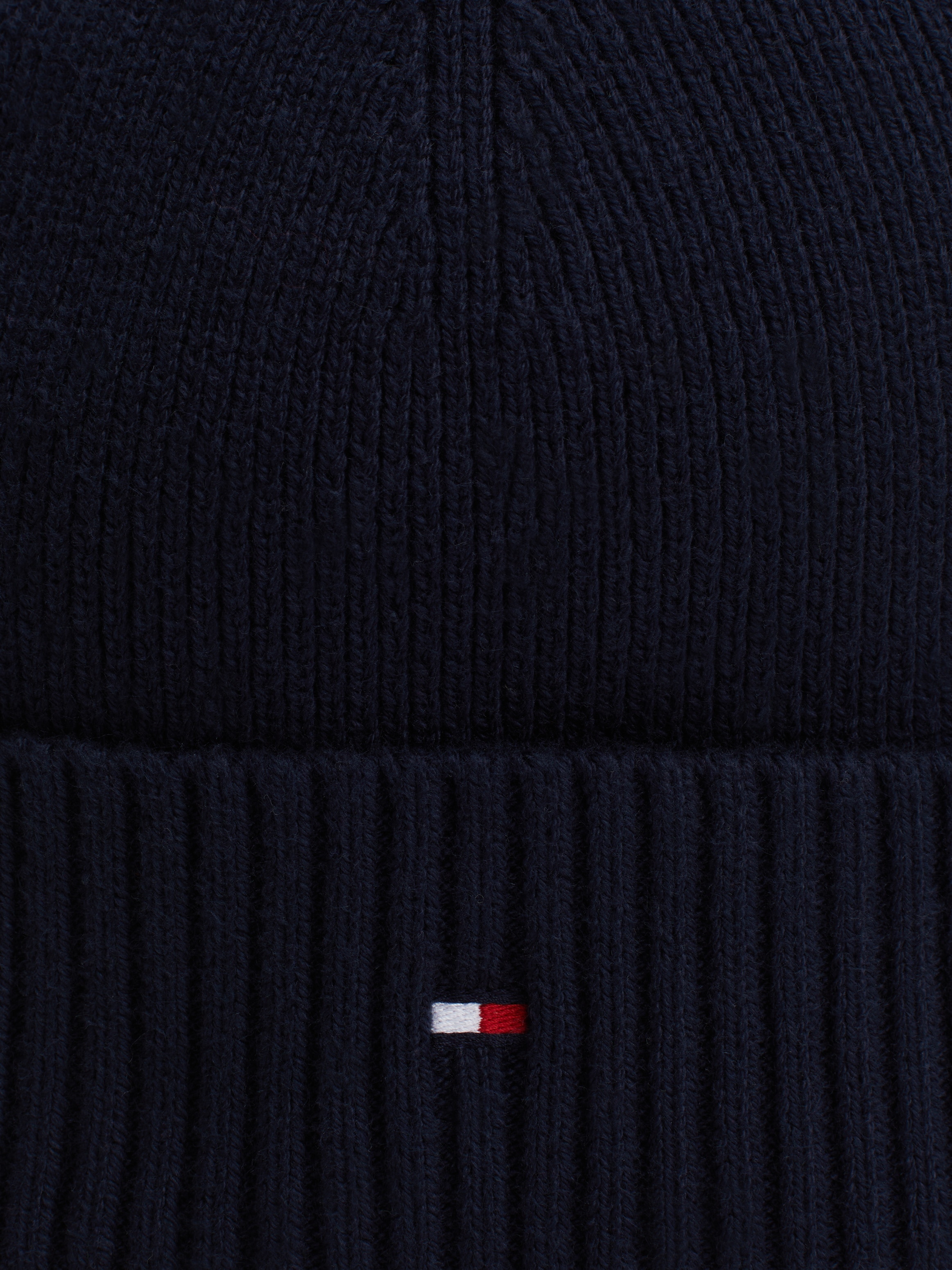 Tommy Hilfiger Strickmütze »TH FLAG PIMA COTTON BEANIE«, mit Logostickerei