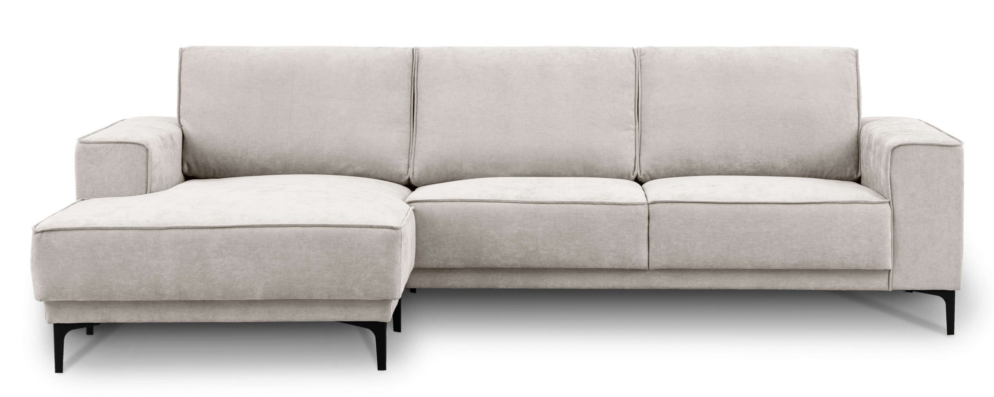Places of Style Ecksofa »Polsterecke Oland, Struktur, Flachgewebe, Luxus-Microfaser, Boucle«, L-Form, 280 cm, Wellenunterfederung, Skandi-Design, Metallfüße