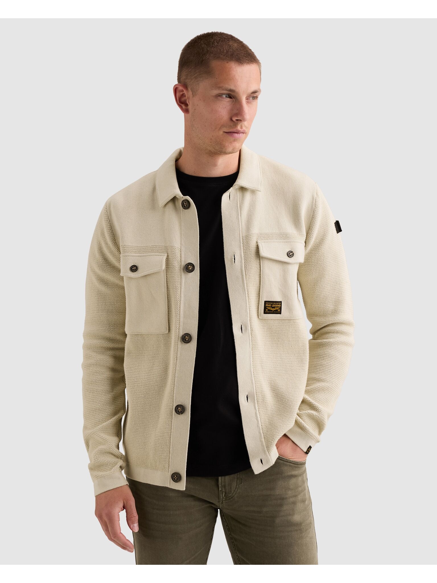 PME LEGEND Strickjacke Mustermix, aufgesetzte Brusttaschen