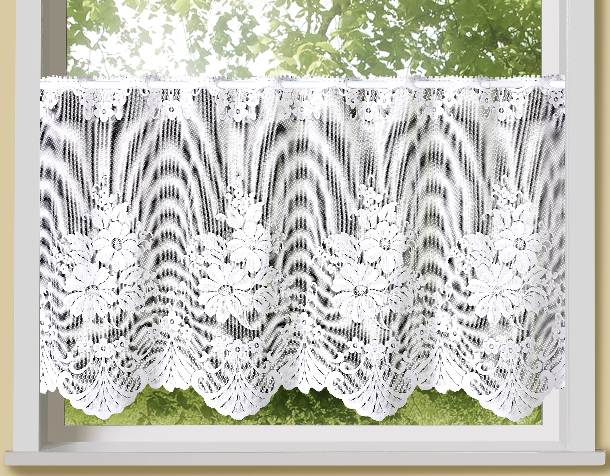 WECKBRODT Scheibengardine »Mara« Stangendurchzug 1 Stk. tlg. Bistro, Gardine, Store, floral weiß Obermaterial: 100% Polyester 50 cm