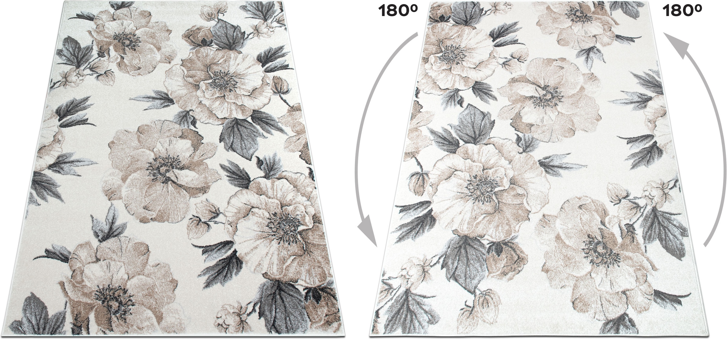 OTTO home Teppich »Florent, Blumen Design, Vintage« rechteckig 9 mm Höhe Floral, detailreiche Blüten, Botanical, elegant, Wohnzimmer