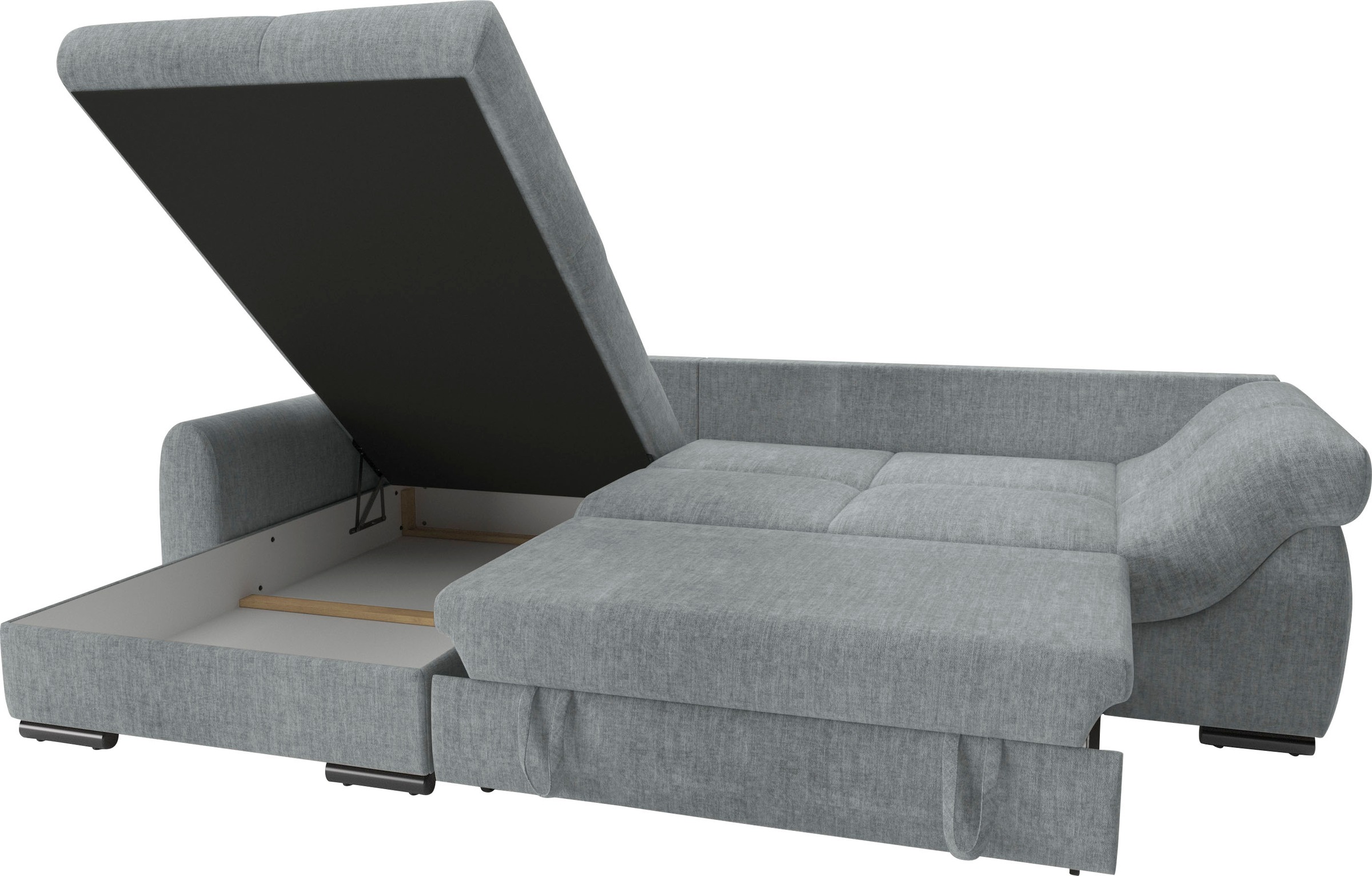 Mr. Couch Ecksofa »Livorno DuraFlex L-Form«, inkl. Hochschläfer-Bettauszug, XL-Bettkasten weiß beschichtet