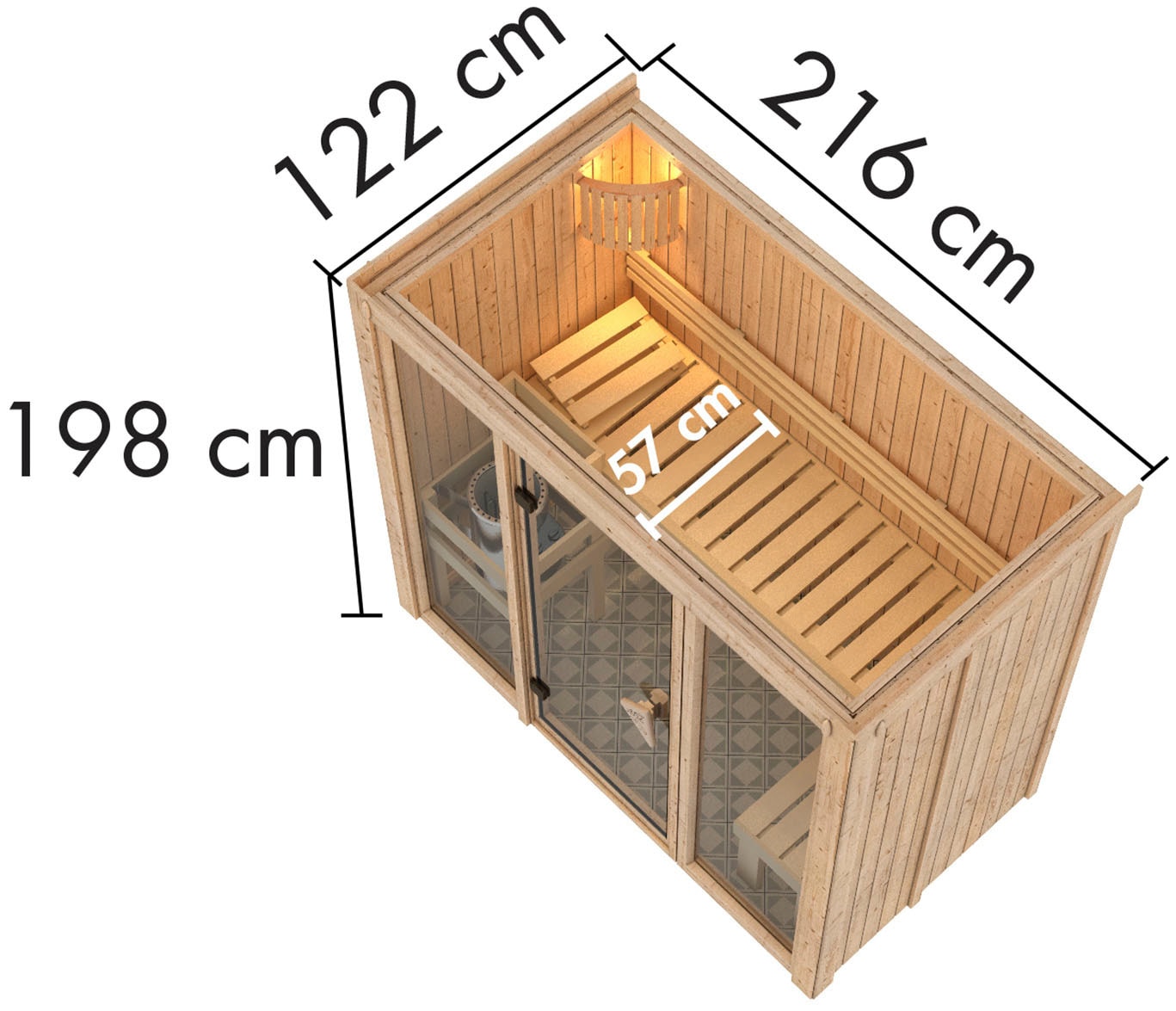 Karibu Sauna »Alani 2« Ofen 3,6 kW externe Strg.easy