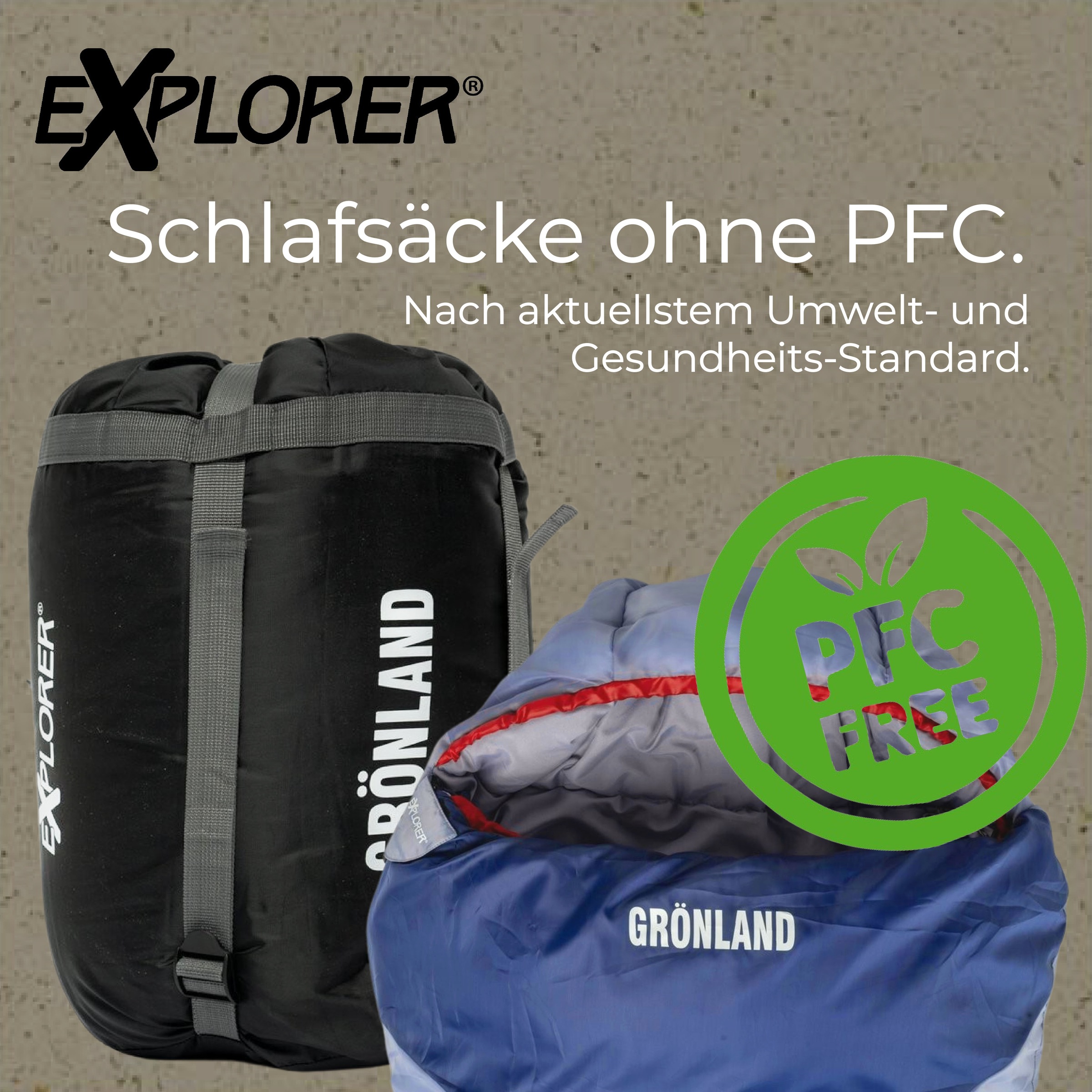 EXPLORER Mumienschlafsack »Grönland Camping Schlafsack 230x82x55cm Outdoor warm«, (+0°C bis -23°C Frühling/Sommer/Herbst/Winter Reise Festival), kombinierbar 1900g