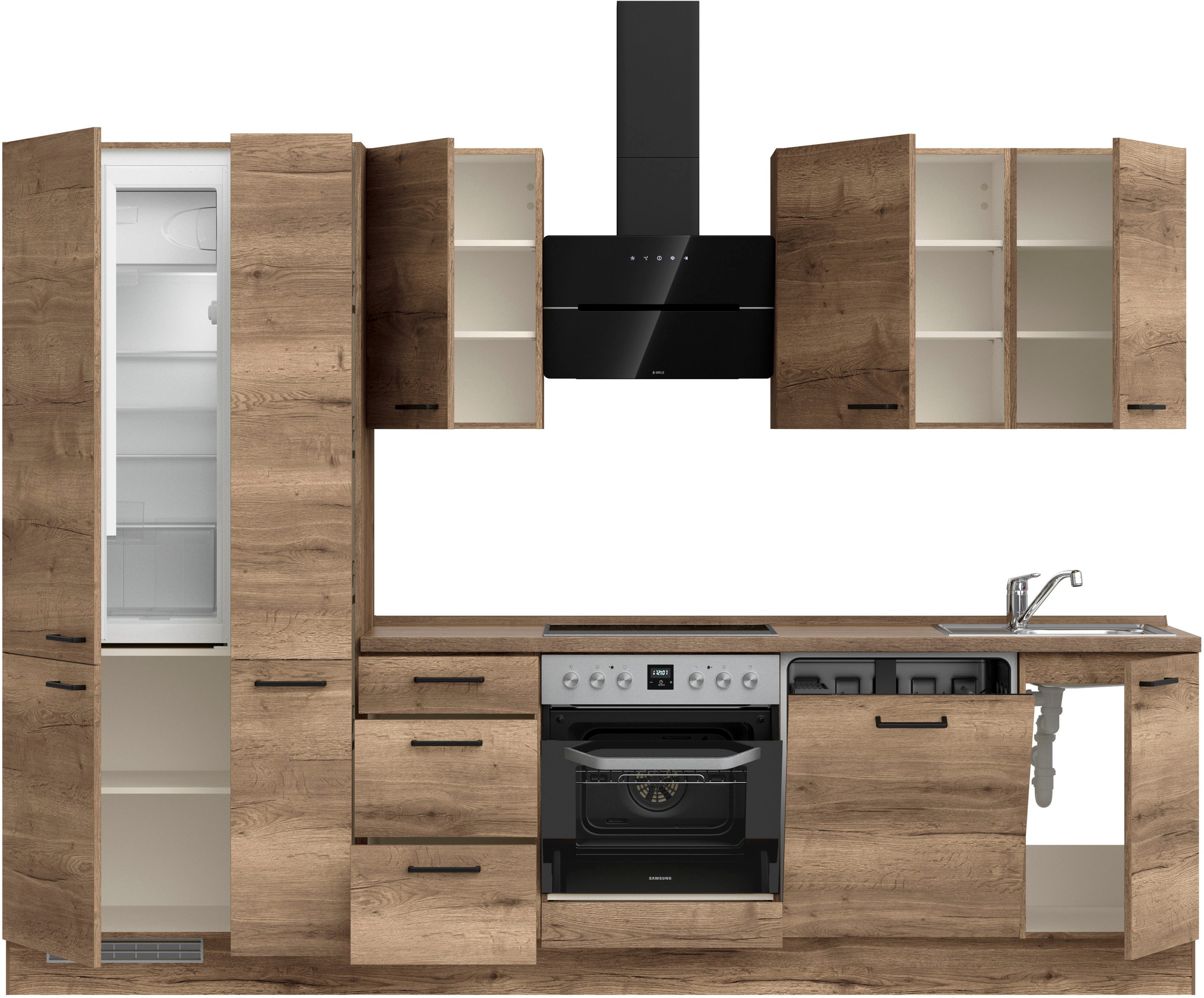 nobilia® Küchenzeile »&quot;Structura II&quot;« vormontiert, Ausrichtung wählbar, Breite 300 cm, wahlw. mit E-Geräten