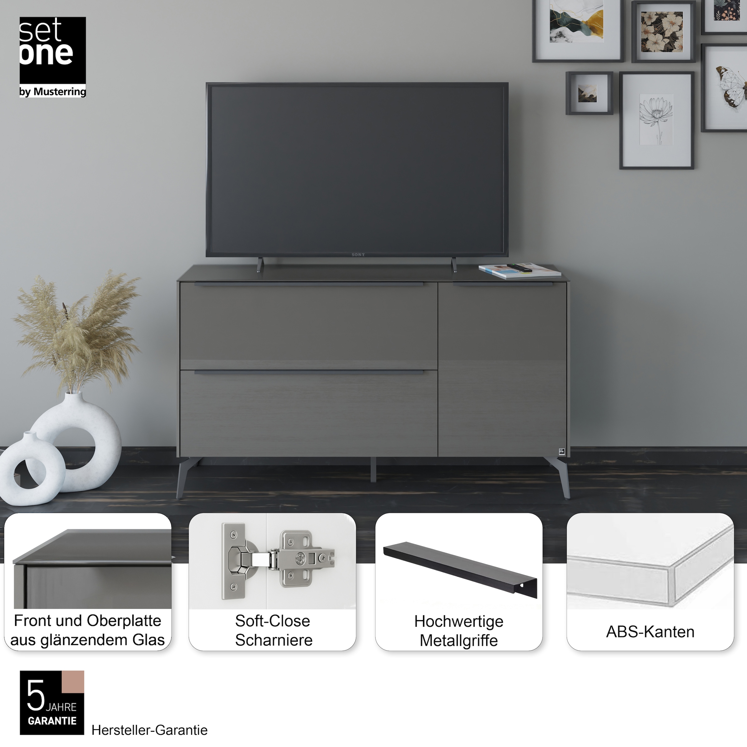 set one by Musterring Lowboard »Reno« 1 Stk. tlg. Mit Winkelfuß in diversen Farben, 78 cm Höhe & Farbauswahl