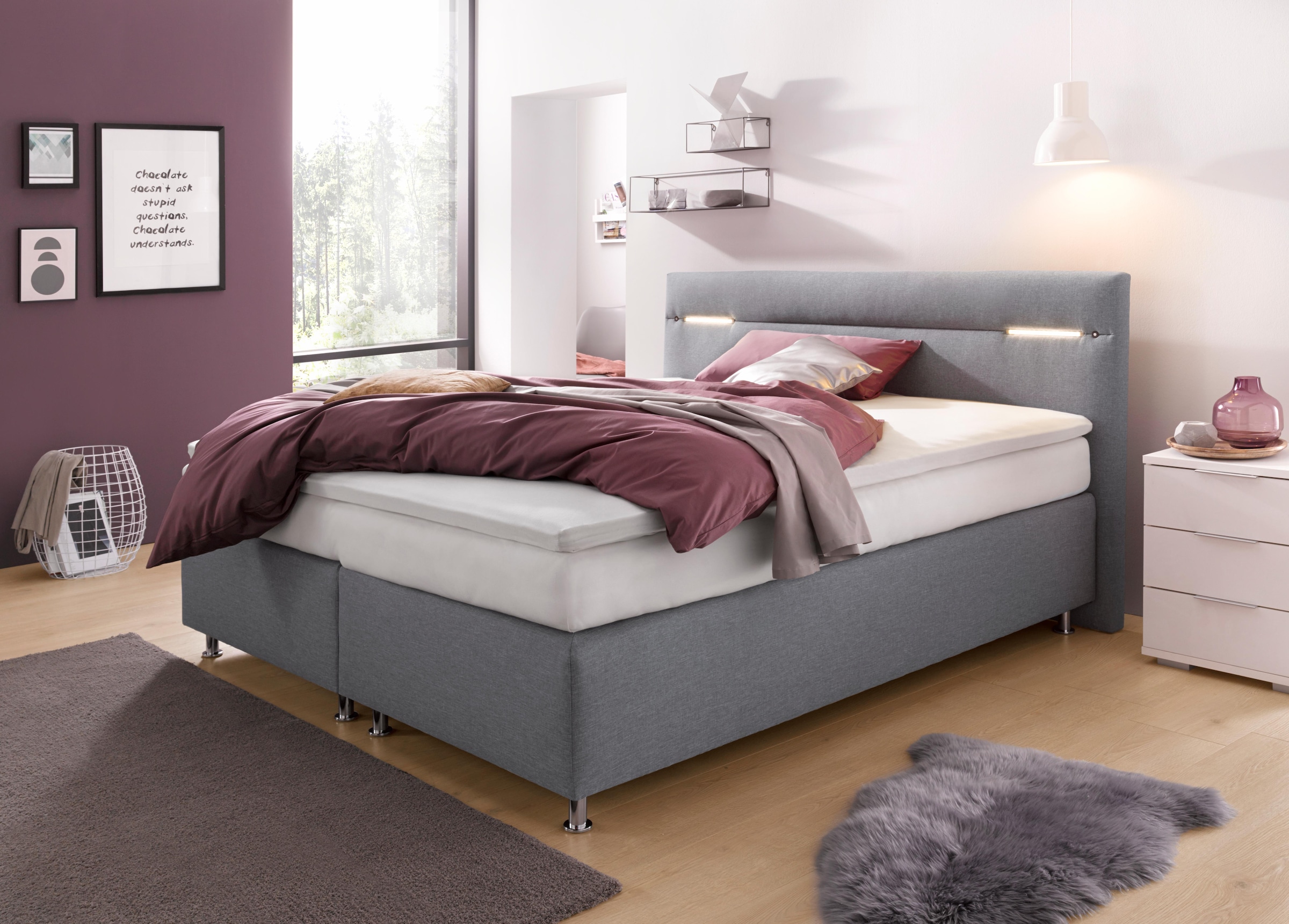Westfalia Schlafkomfort Boxspringbett, wahlweise mit LED-Beleuchtung