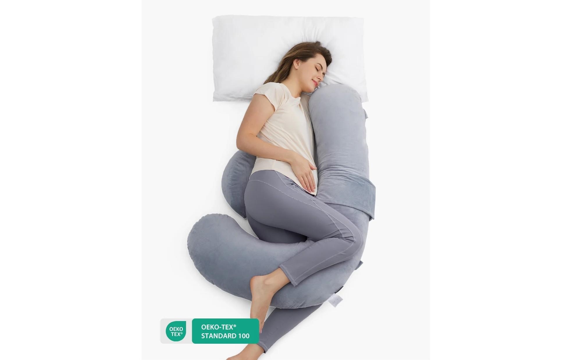 Momcozy Stillkissen »F-förmiges Schwangerschaftskissen Samt, 148 x 78 cm«
