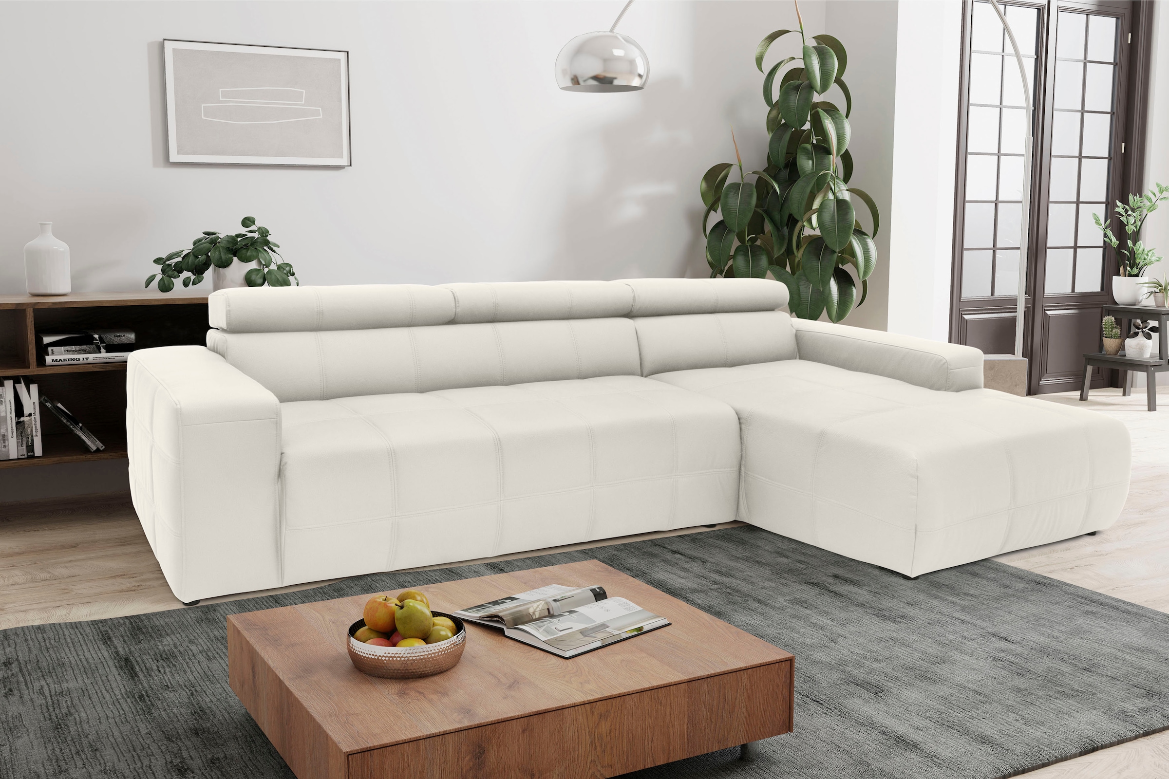 DOMO collection Ecksofa »Brandon Sitzbelastung 140 kg, große Ausführung, B/T/H: 289/177/80 cm«, mit Kopfteilverstellung, wahlweise Sitztiefenverstellung, L-Form