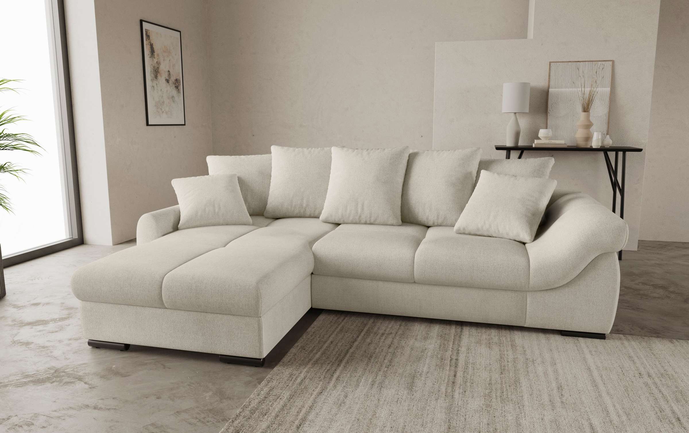 Mr. Couch Ecksofa »Livorno DuraFlex L-Form«, inkl. Hochschläfer-Bettauszug, günstig online kaufen