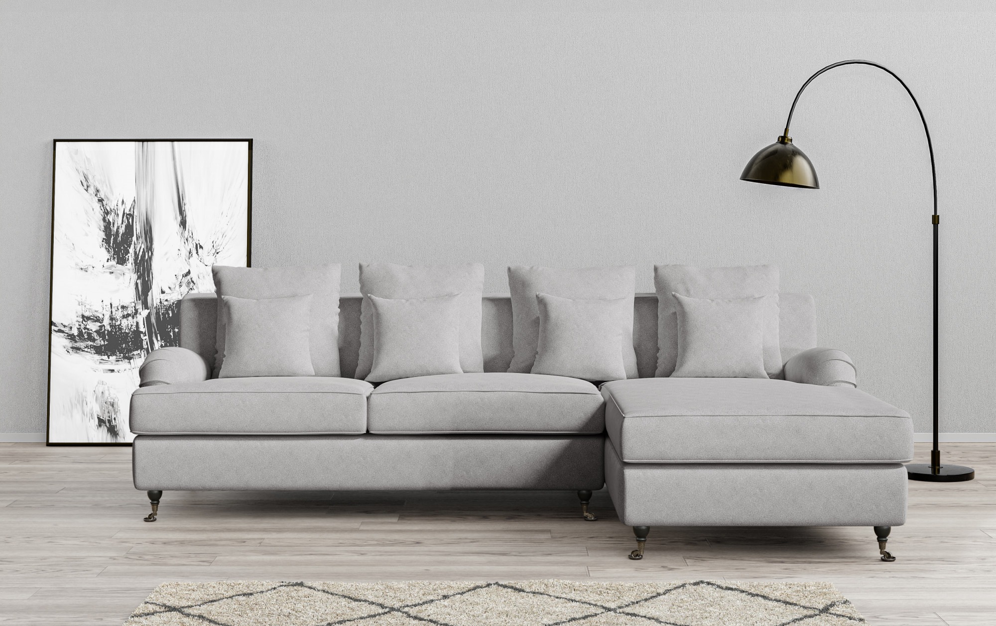 Guido Maria Kretschmer Home&Living Ecksofa »NORIN L-Form«, zwei Fußarten: vorne - Rollen, hinten - Holzfüße