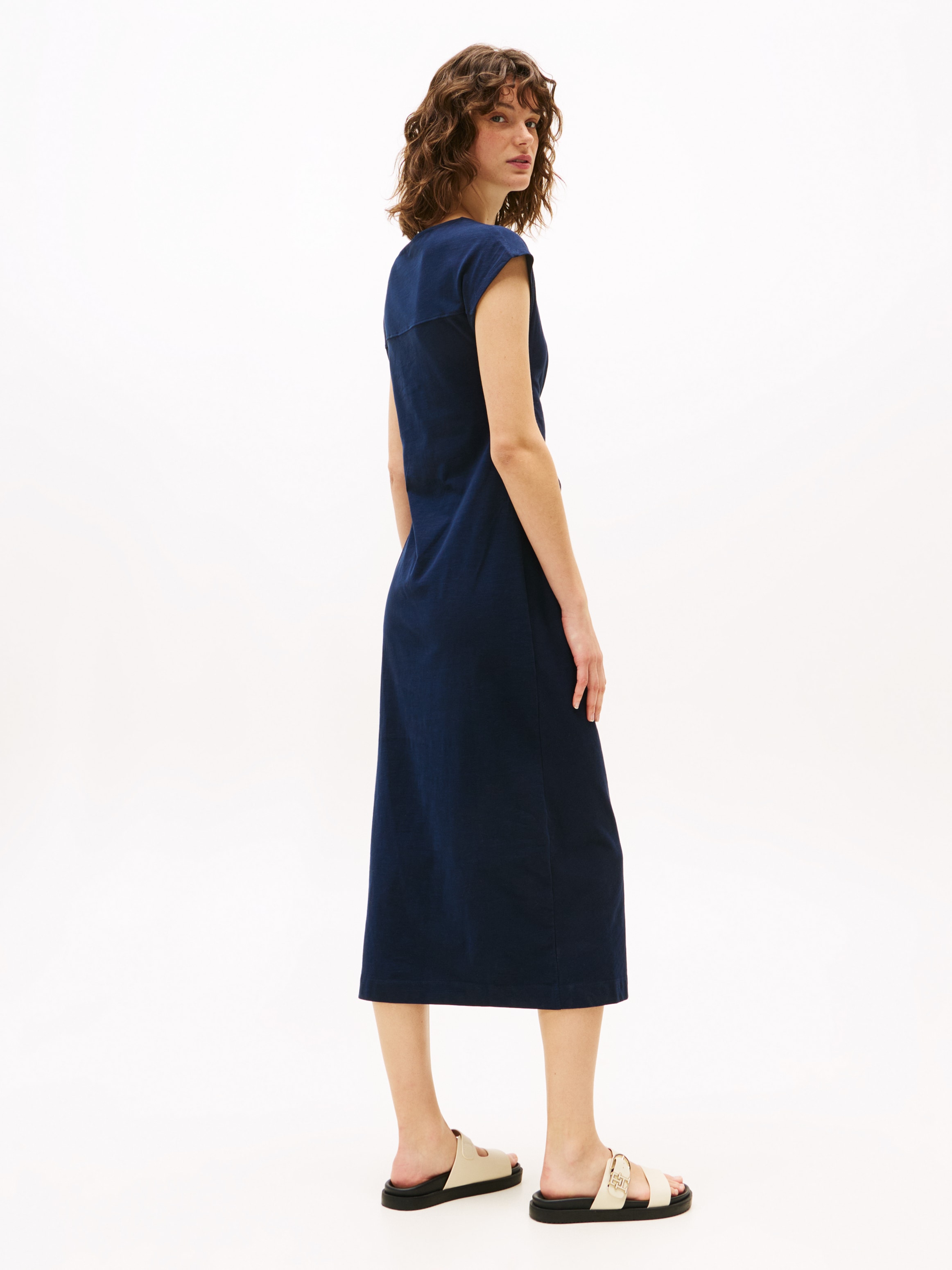 Tommy Hilfiger Midikleid »KNOT BOAT-NK MIDI DRESS SS«, mit Knotendetail
