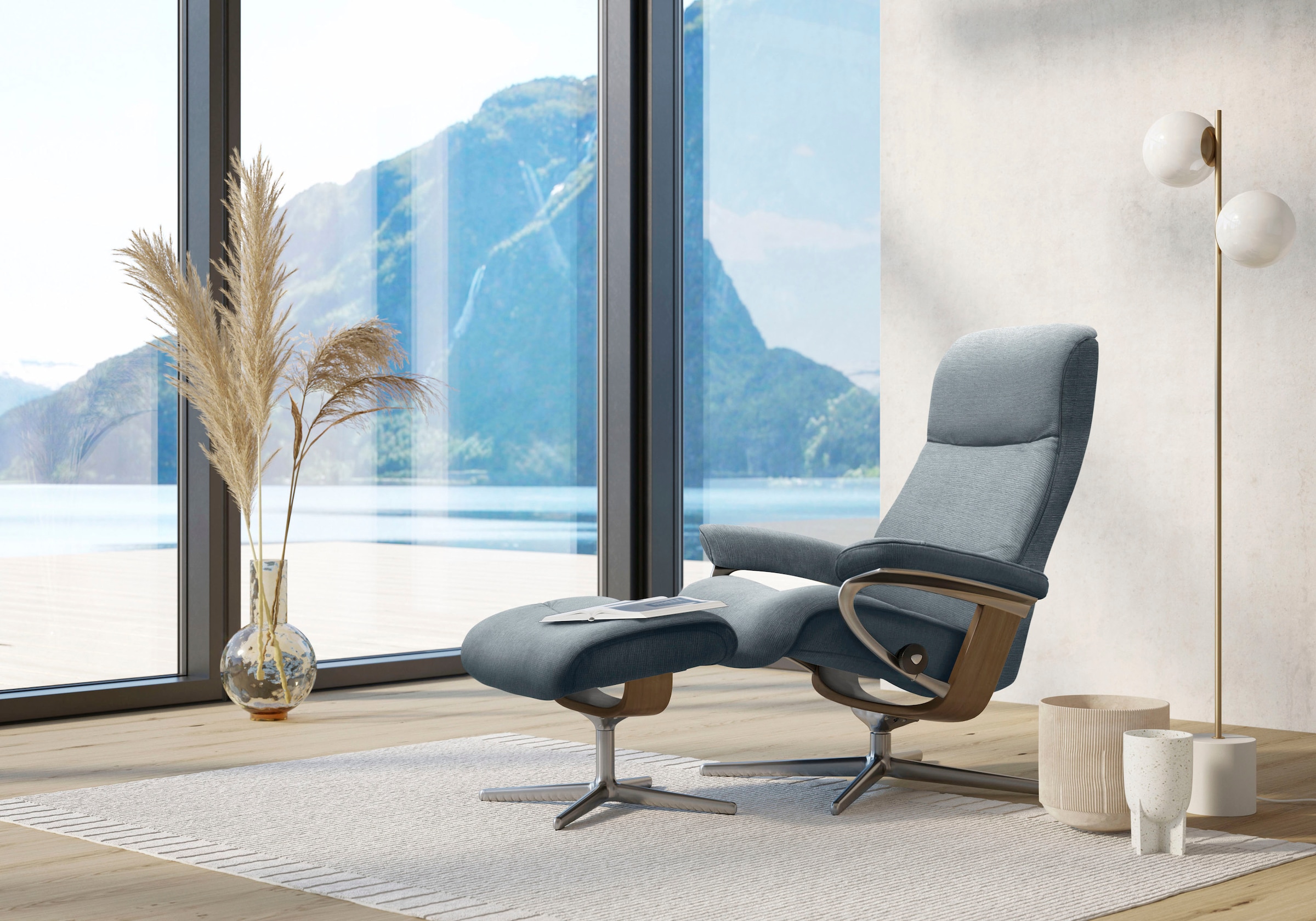 Stressless Fußhocker "View", mit Cross Base, Größe S, M & L, Holzakzent Eic günstig online kaufen