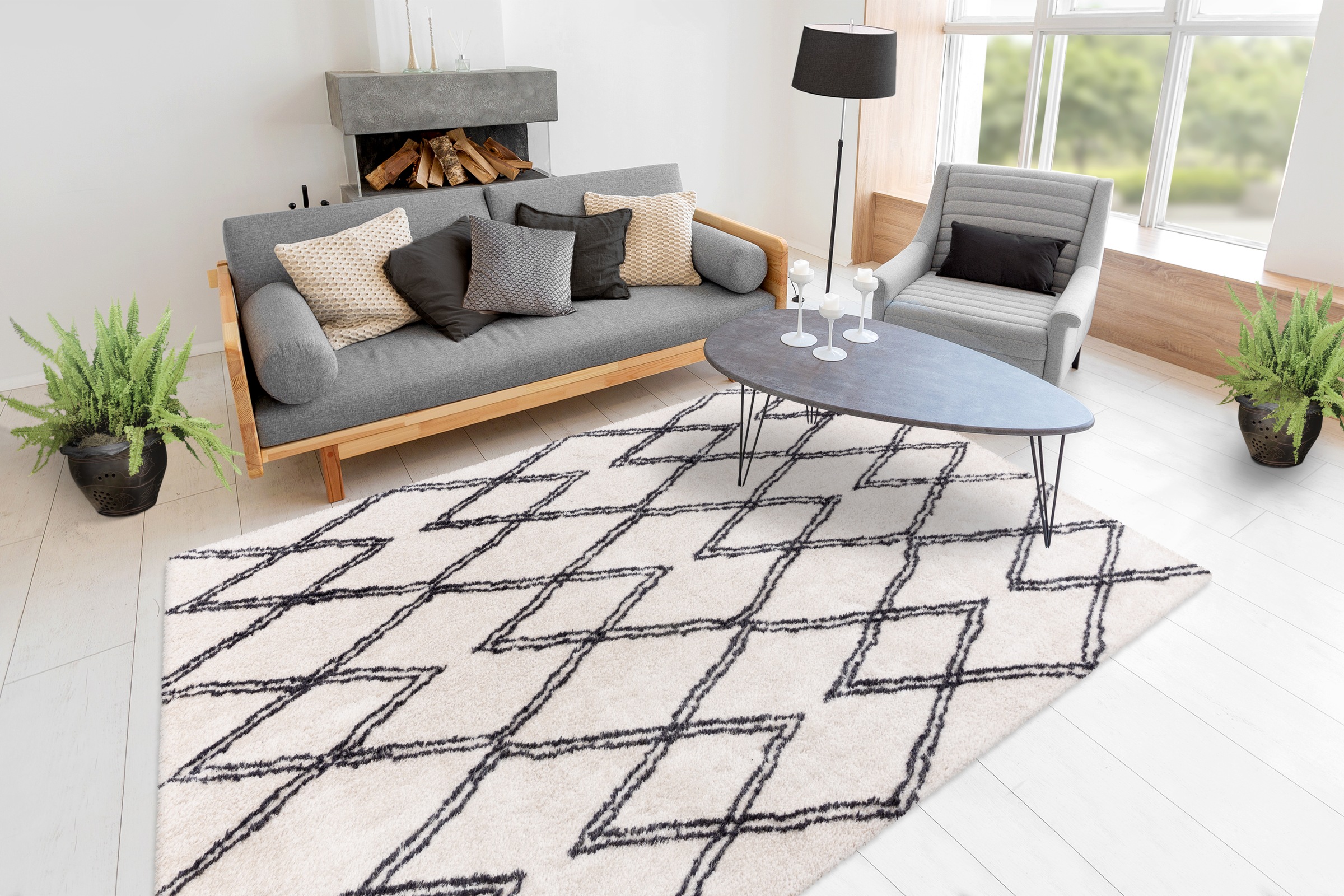 me gusta Teppich »Orlando 425« rechteckig 27 mm Höhe Weicher Hochflorteppich, dezent gestaltet ,Fußbodenheizung geeignet