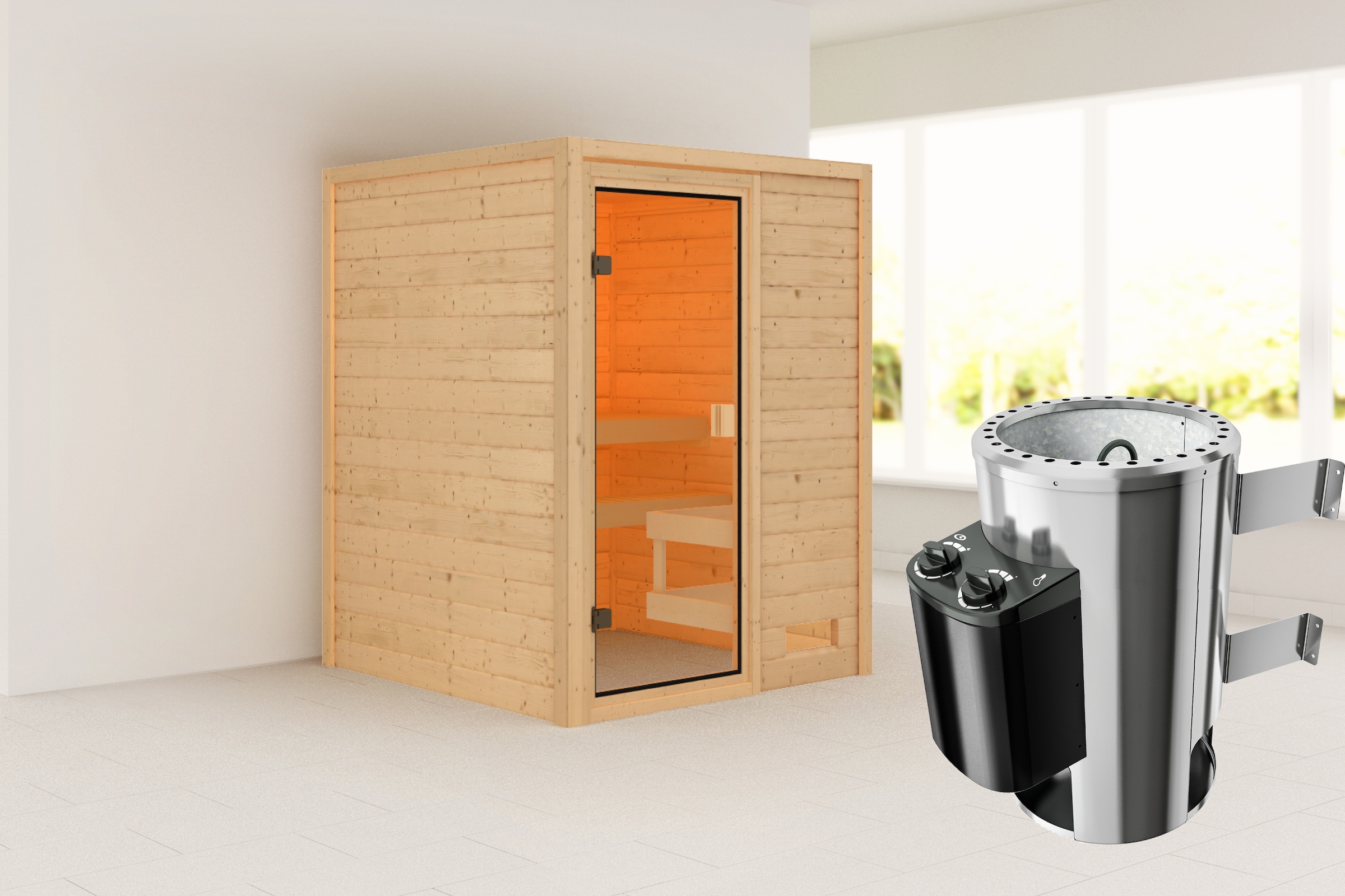 Karibu Sauna »"Sandy" mit bronzierter Tür, naturbelassen«, aus hochwertiger günstig online kaufen