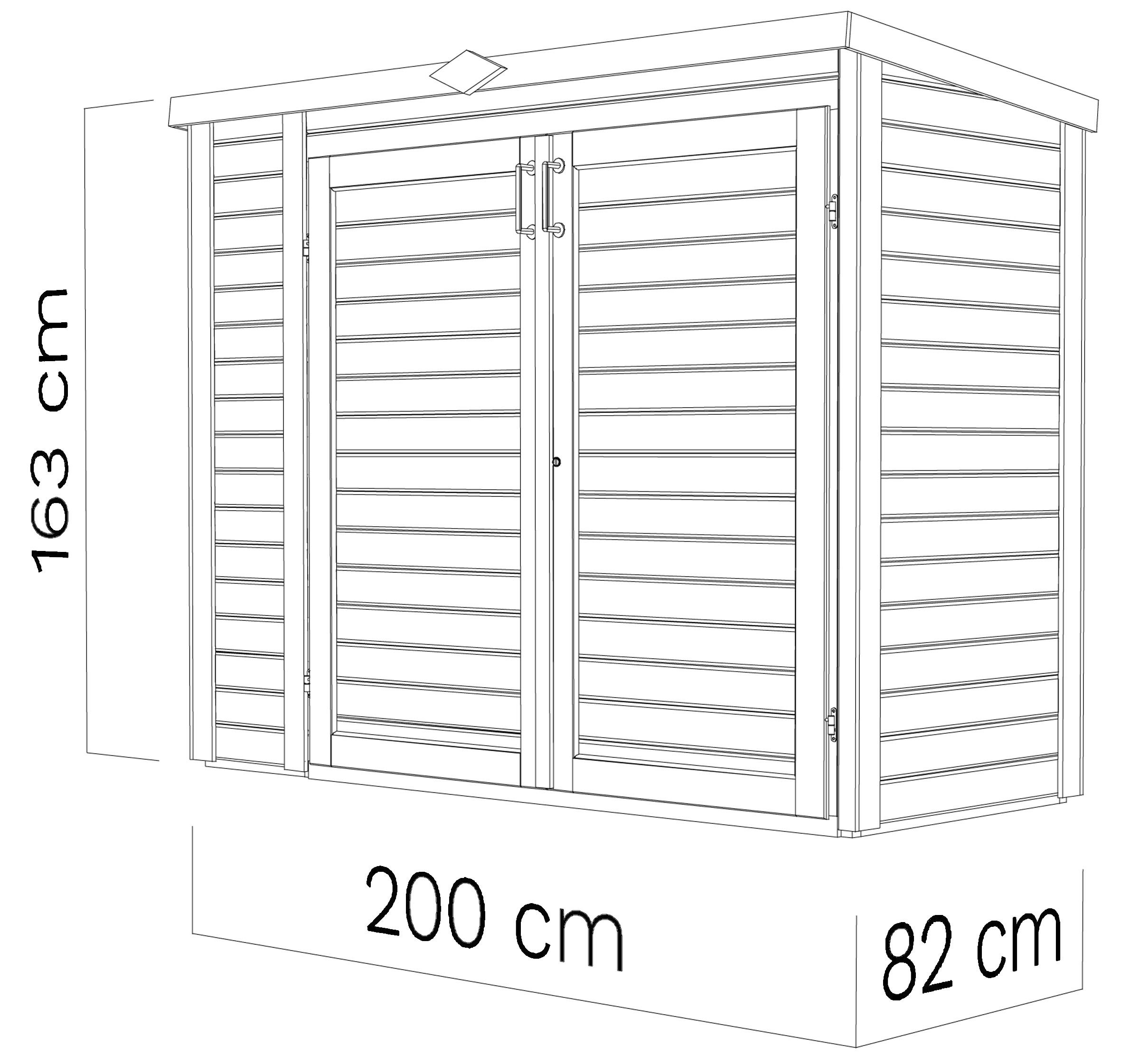 KONIFERA Mülltonnenbox »Gartenschrank Multi 3«, (Komplett-Set), aus Fichte, BxTxH: 200x82x163 cm