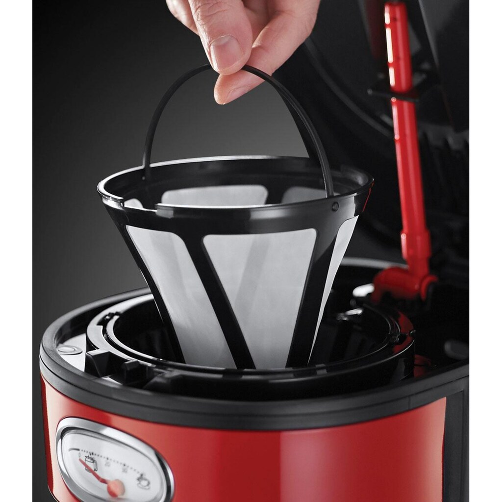 RUSSELL HOBBS Filterkaffeemaschine »Retro Ribbon Red 21700-56«, 1,25 l Kaffeekanne, Papierfilter, 1x4