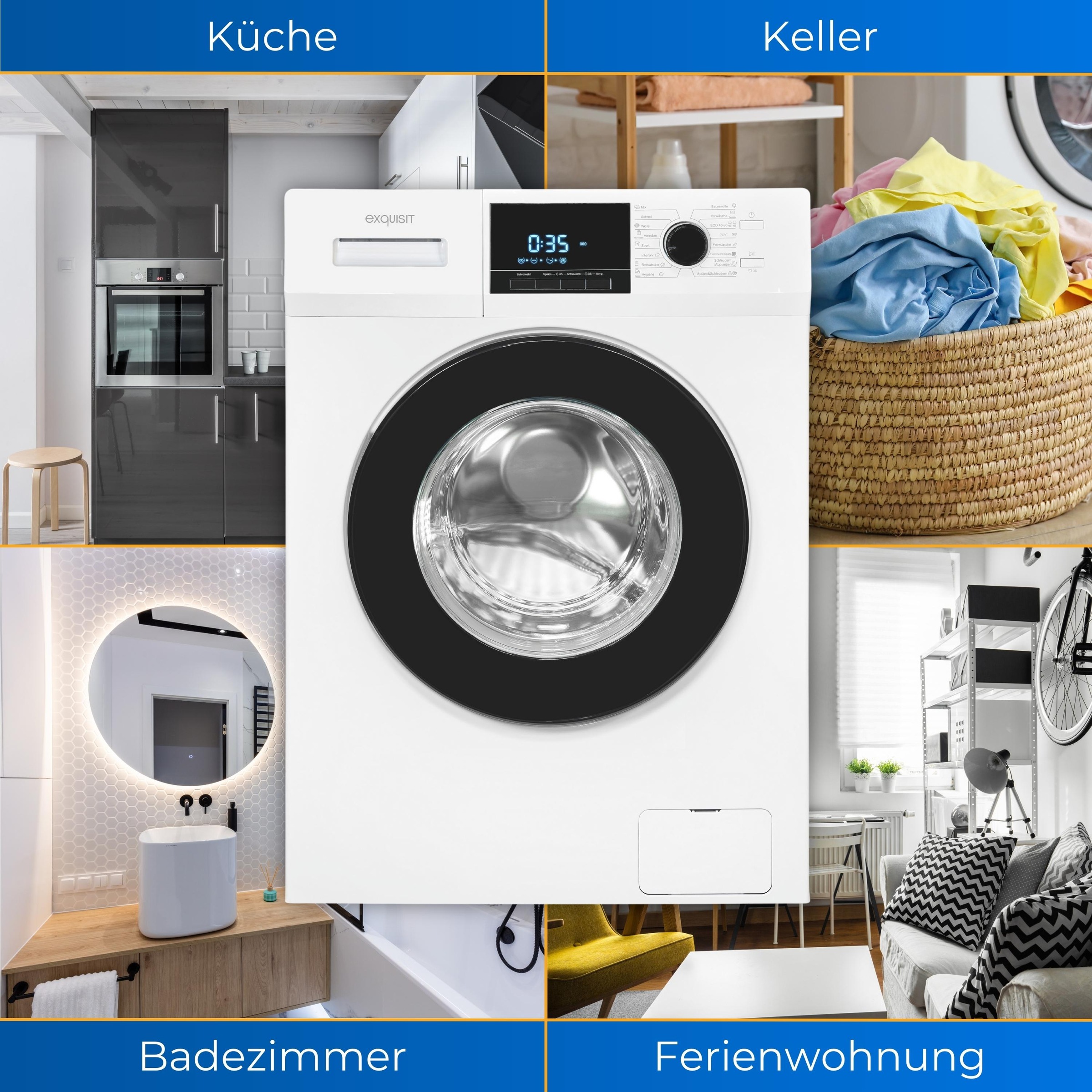 exquisit Waschmaschine »WA8214-340A«, 8 kg, 1400 U/min, Aquastop-Schlauch