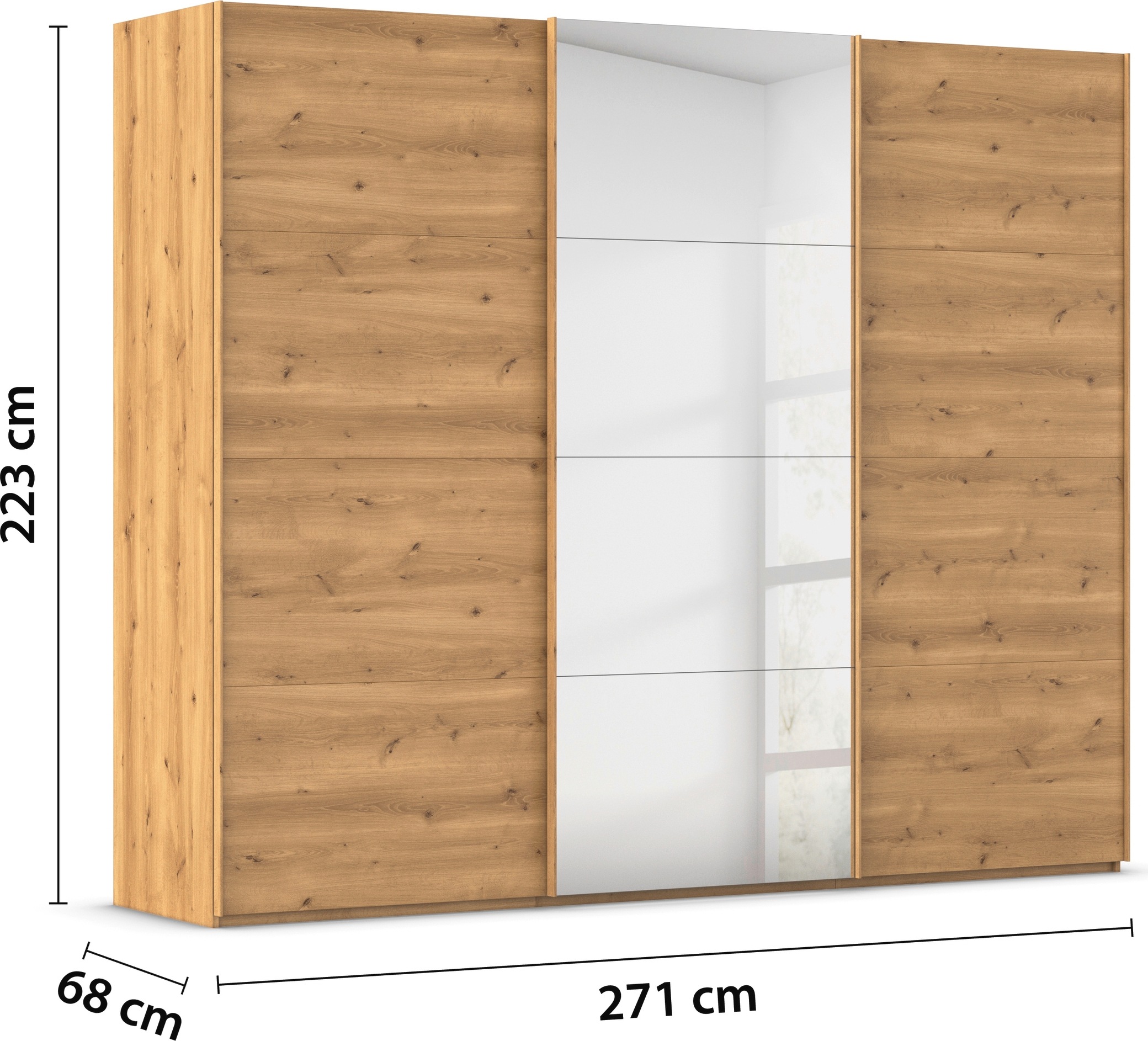 rauch Schwebetürenschrank »Kleiderschrank Schrank Garderobe Schlafzimmerschrank SCALE-FYRA«, edle viergeteilte Türen mit Spiegel und vielen Farben MADE IN GERMANY