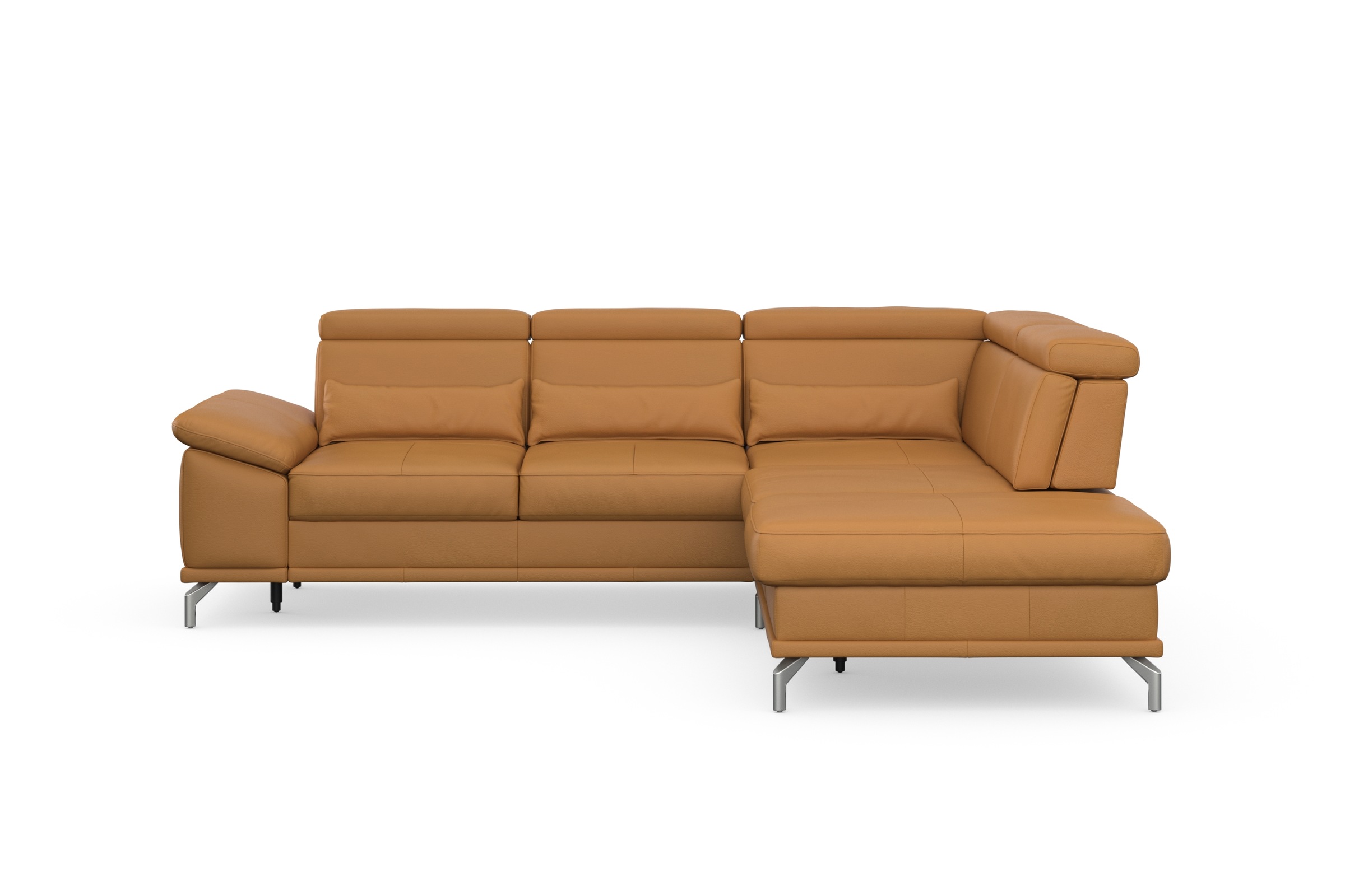 sit&more Ecksofa »Cabrio L-Form, mit Sitztiefenverstellung, Arm- und Kopfteilverstellung«, 3 Nierenkissen, Federkern, optional Bettfunktion und Stauraum