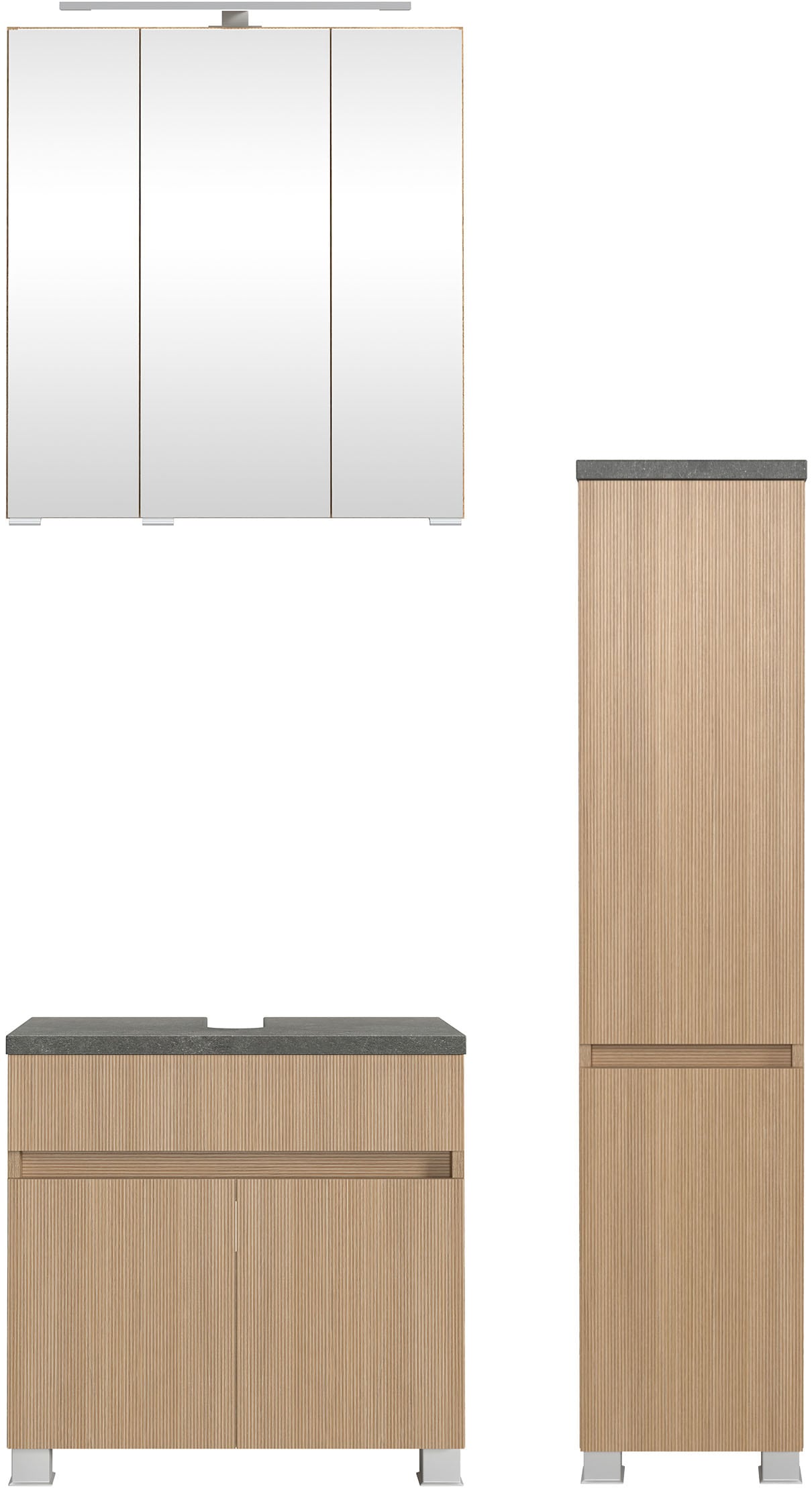 welltime Badmöbel-Set »Eixo«, Set 90 cm breit, Badmöbel mit LED-Beleuchtung günstig online kaufen