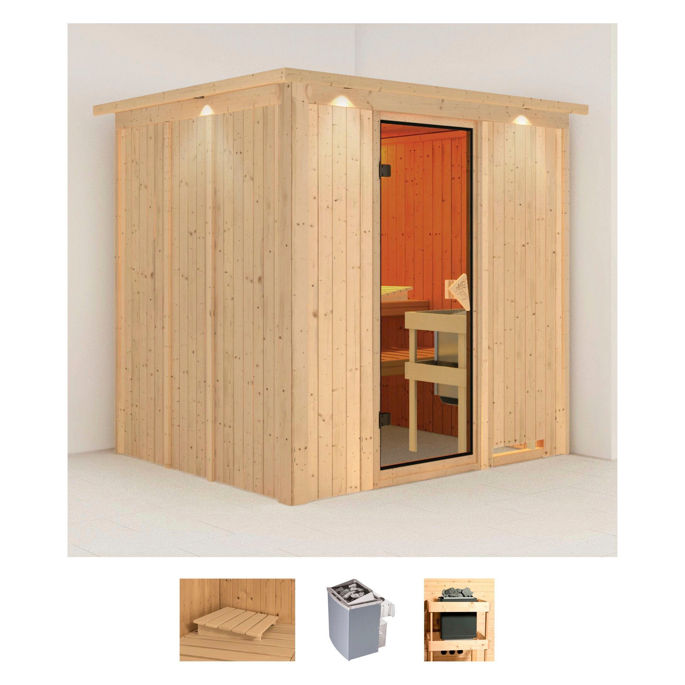 Karibu Sauna »Sodin« Set, 9 KW-Ofen mit integrierter Steuerung günstig online kaufen