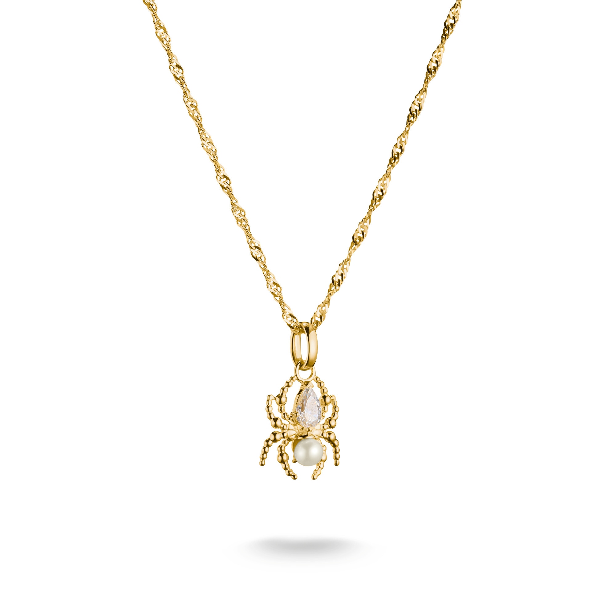 Thomas Sabo Kette Mit Anhänger »True Romance Halskette Spinnen-Design Goldfarben« Mit Zirkonia (synth.) - Mit Süßwasserzuchtperle