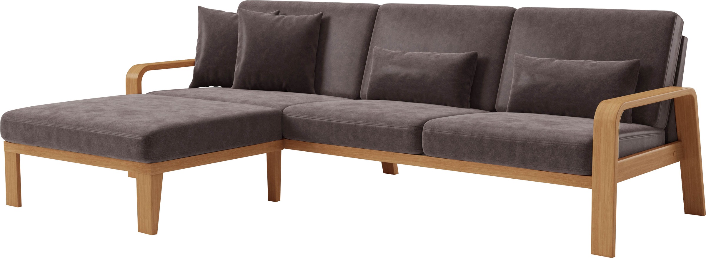 sit&more Ecksofa »Kolding L-Form«, Armlehnen aus eichefarbigem Buchenholz, verschiedene Bezüge und Farben