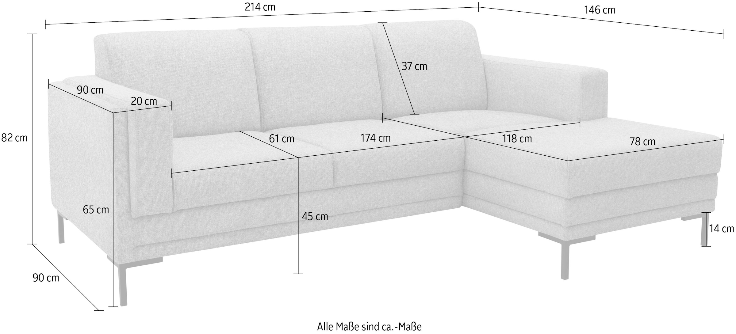 LOOKS by Wolfgang Joop Ecksofa »LOOKS VII L-Form«, klare Linien, edles Design