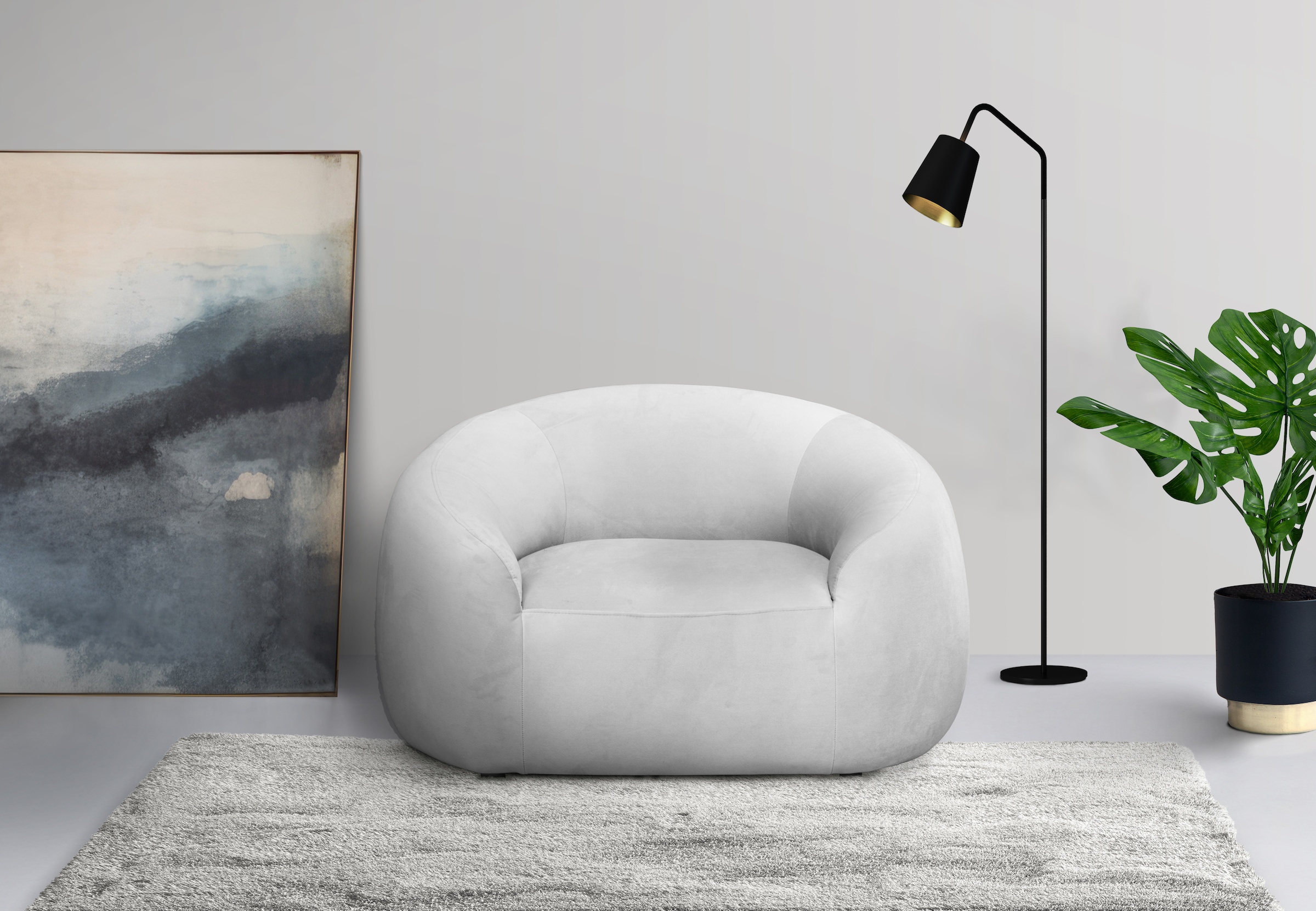 LeGer Home by Lena Gercke Sessel »YANI Relaxsessel, Loungesessel, Maße B/T/H: 127/96/76 cm«, organische Form, mit Wellenunterfederung, auch in Bouclé