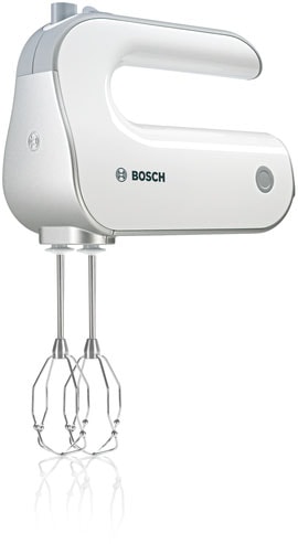 BOSCH Handmixer »Styline MFQ4075DE, 2x Rührbesen, Knethaken Edelst., Mixfuß, weiß«, 550 W, 5 Stufen, Turbotaste, Mixbecher, Made in Europe