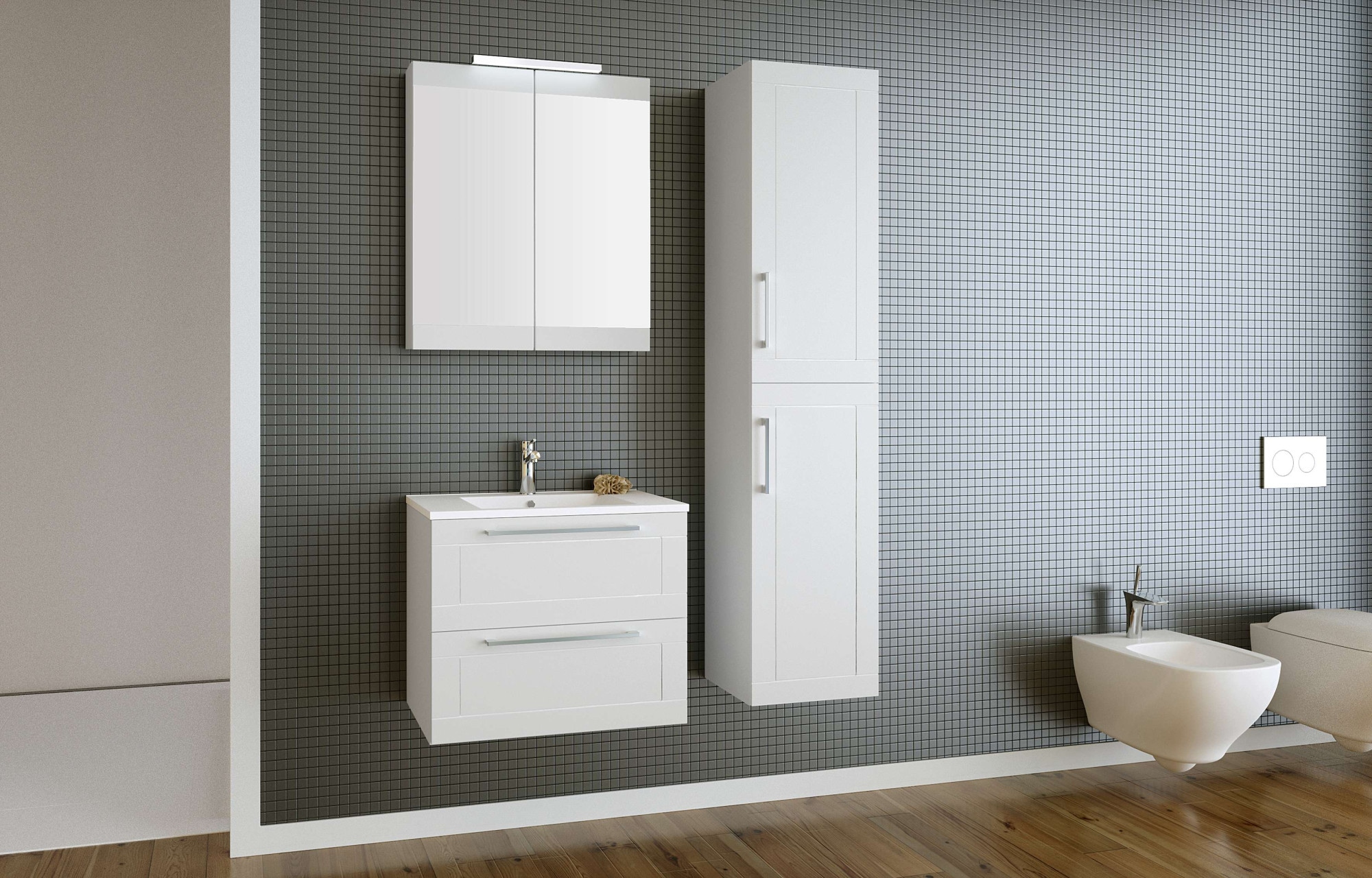 welltime Badezimmerspiegelschrank »Serena Retro«, FSC®-zertifiziertes Material, Breite 61,5 cm, mit LED-Beleuchtung