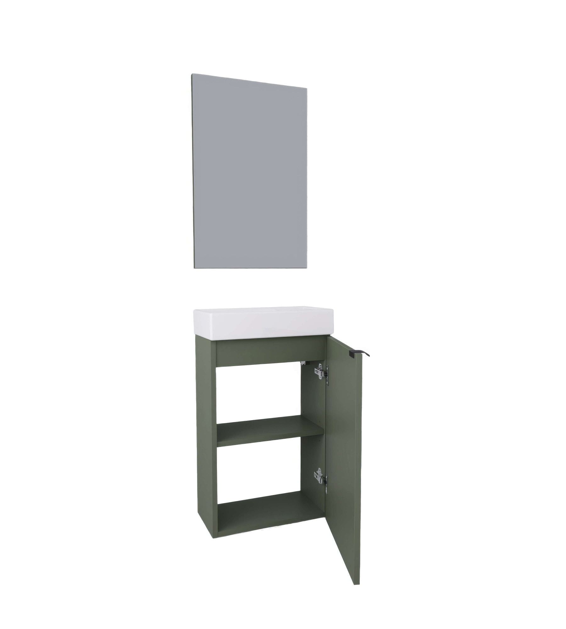 welltime Badmöbel-Set »Badmöbel-Set Gesa, Schrank mit Waschbecken und Spiegel, wandhängend«, Waschbeckenunterschrank mit Wachbecken und Spiegel