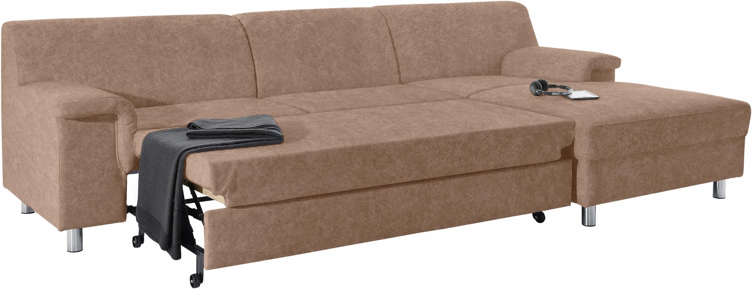 INOSIGN Ecksofa »Jamie, modern und elegant, Fußhöhe 9cm, L-Form,«, wahlweise mit Bettfunktion