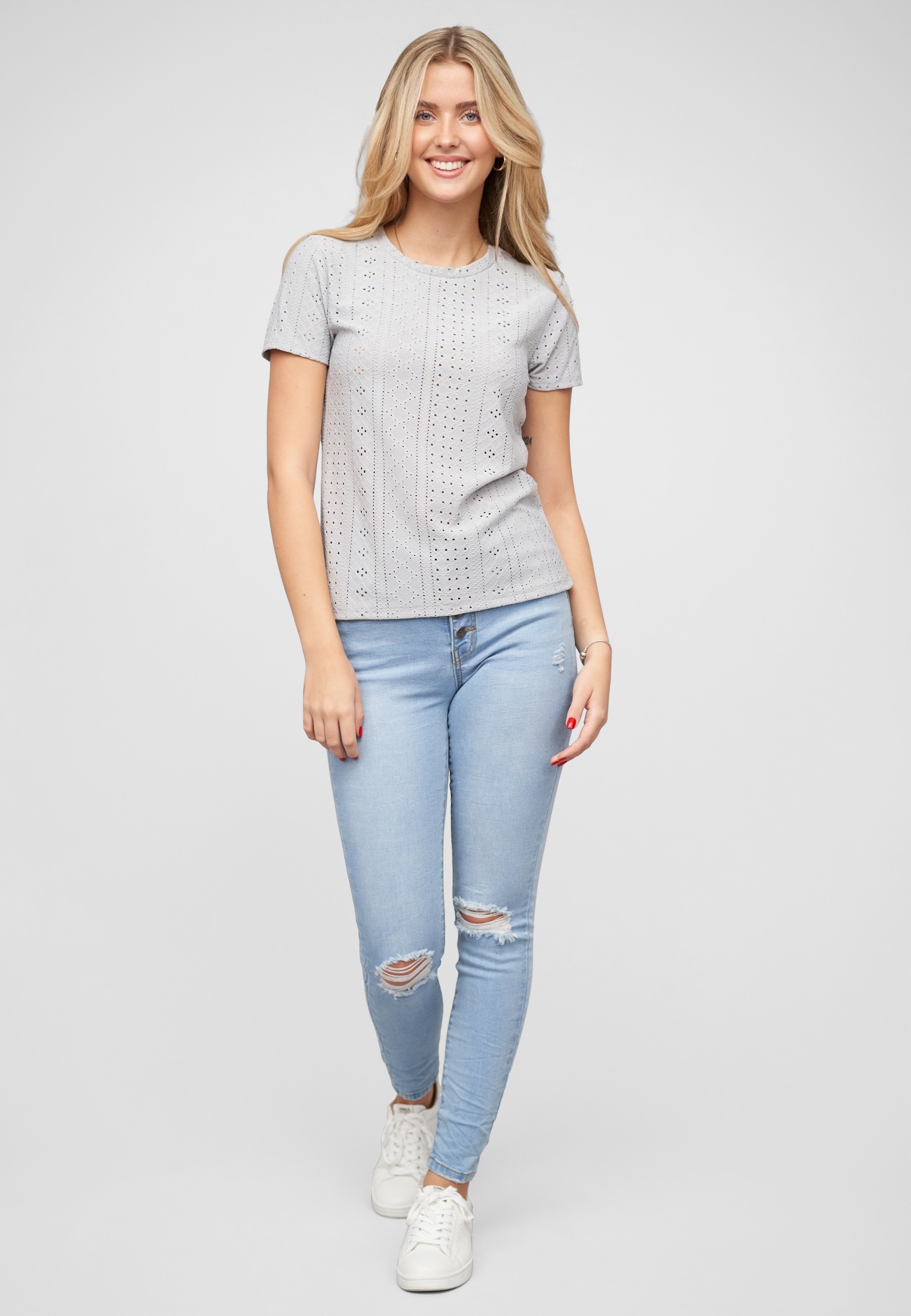 CLOUD 5IVE T-Shirt »CLOUD 5IVE T-Shirt mit Lochmuster und Rundhals« 1 Stk.