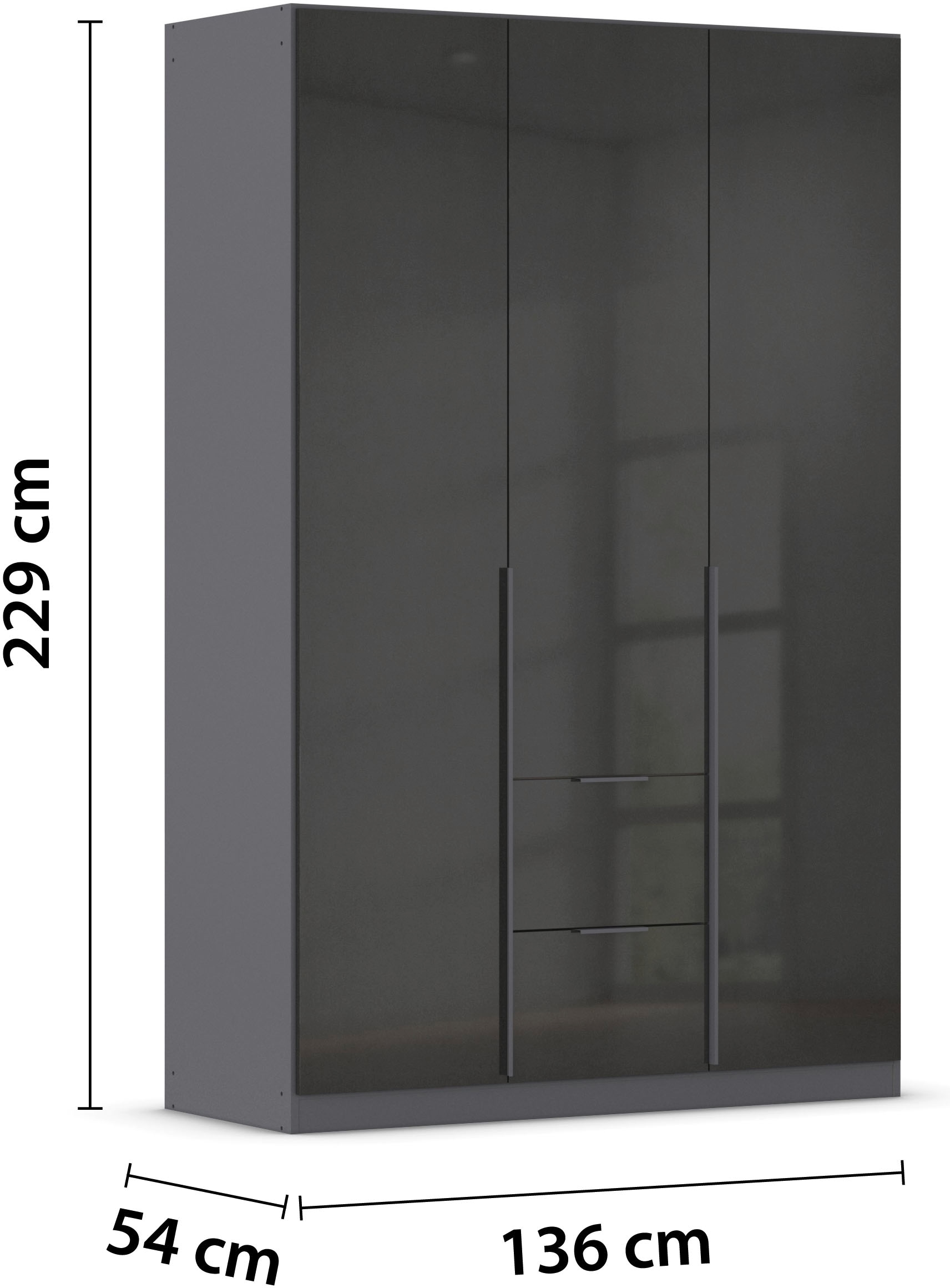 rauch Drehtürenschrank »Kleiderschrank Schrank Garderobe AGORDO mit Dekor- oder Hochglanzfront«, (in zwei Griff-Farben mit Dekor- oder Hochglanzfront), mit Außenschubkästen, in 6 Breiten und 2 Höhen MADE IN GERMANY