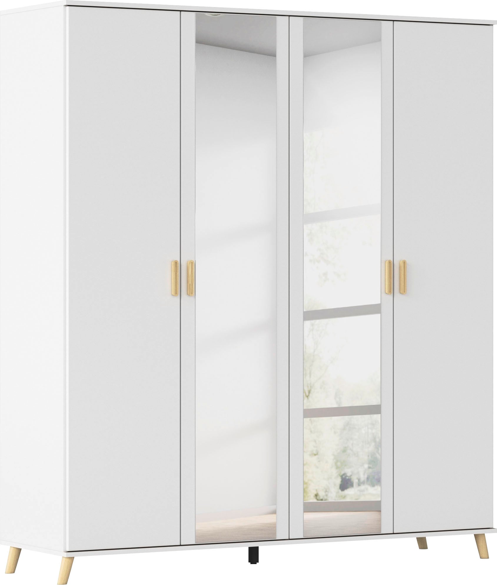 rauch Kleiderschrank »Ottos Choice Skandi Kinderzimmer Bestseller Schlafzimmerschrank FALUN« Breite 137/182, Höhe 203 cm,  im modernen Skandi-Look, Füße/Griffe Eiche massiv MADE IN GERMANY