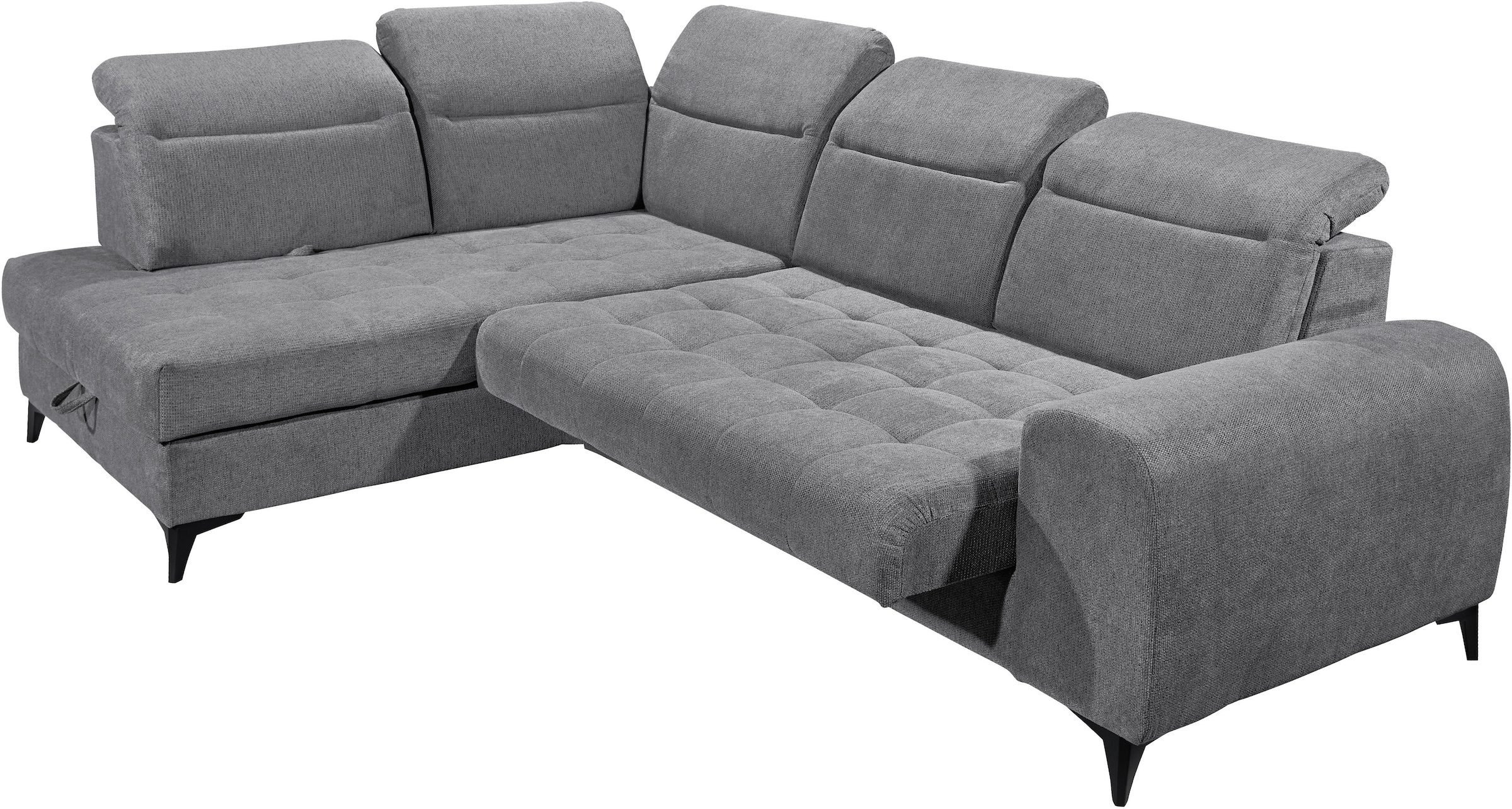 ED EXCITING DESIGN Ecksofa »Rockdale L-Form mit Bettfunktion, Bettkasten« Kopfteilverstellung, Sitztiefenverstellung & USB-Port