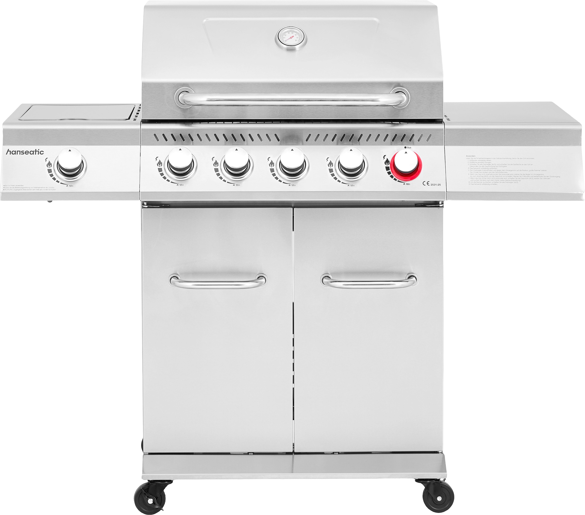 Hanseatic Gasgrill »Richland, 5 Brenner (inkl. Turbobrenner) + Seitenbrenner 21,5kw Gesamt« inkl. 3 Jahre Herstellergarantie