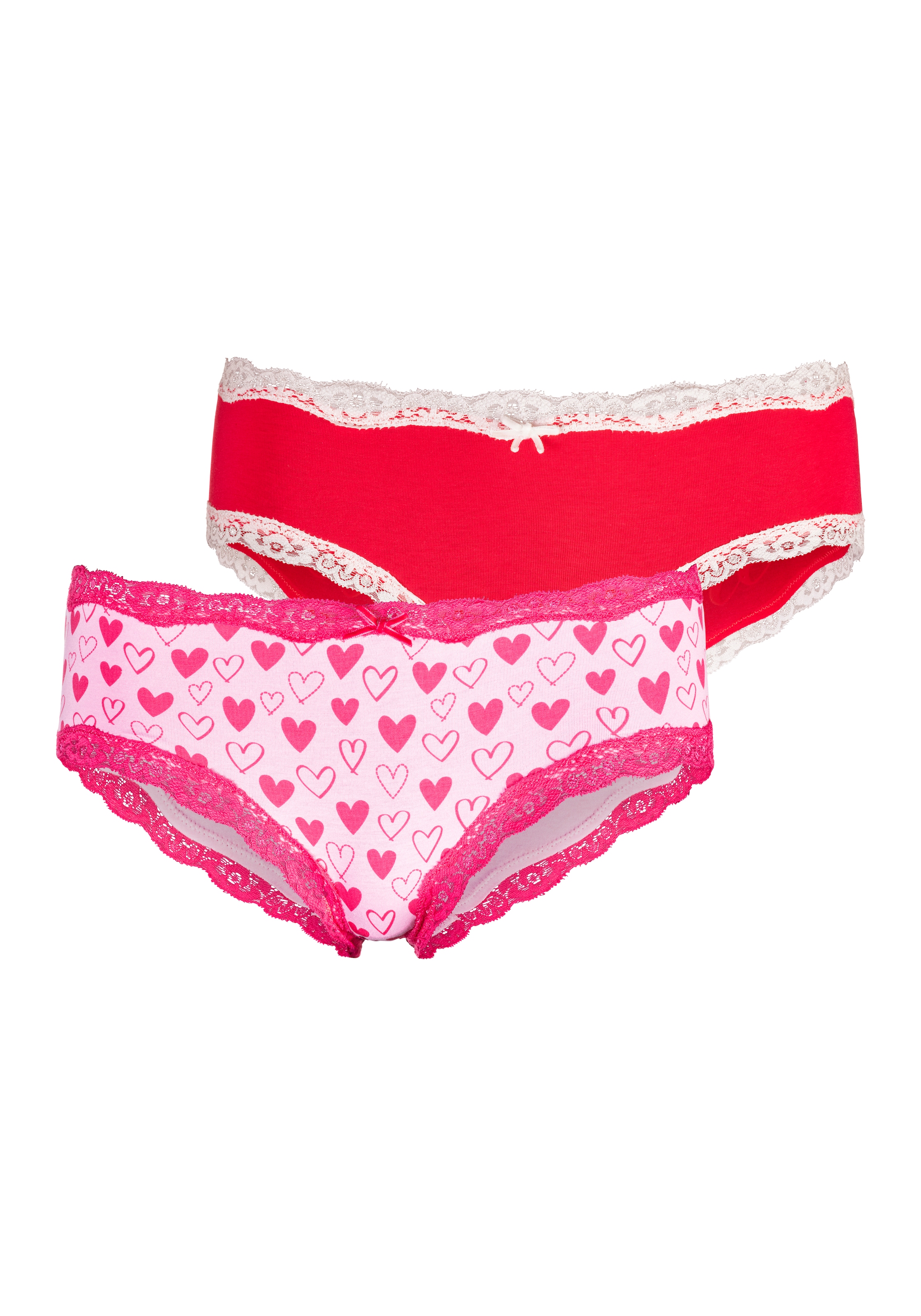 LASCANA Hipster, (Packung, 2 St., 2), mit floraler Spitze