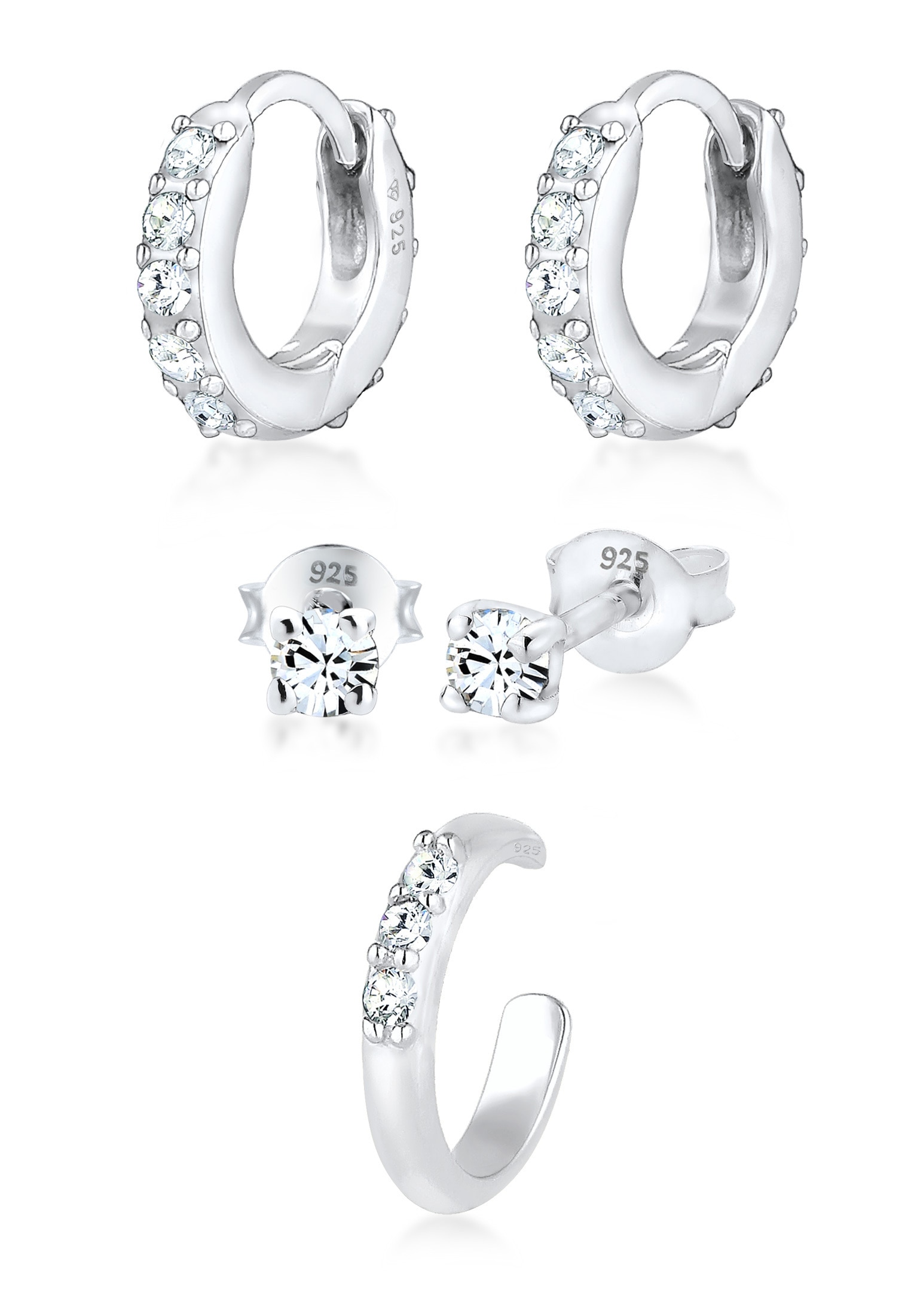 Elli Ohrring-Set »3er Set 925 Silber, mit Kristallen von Swarovski®«