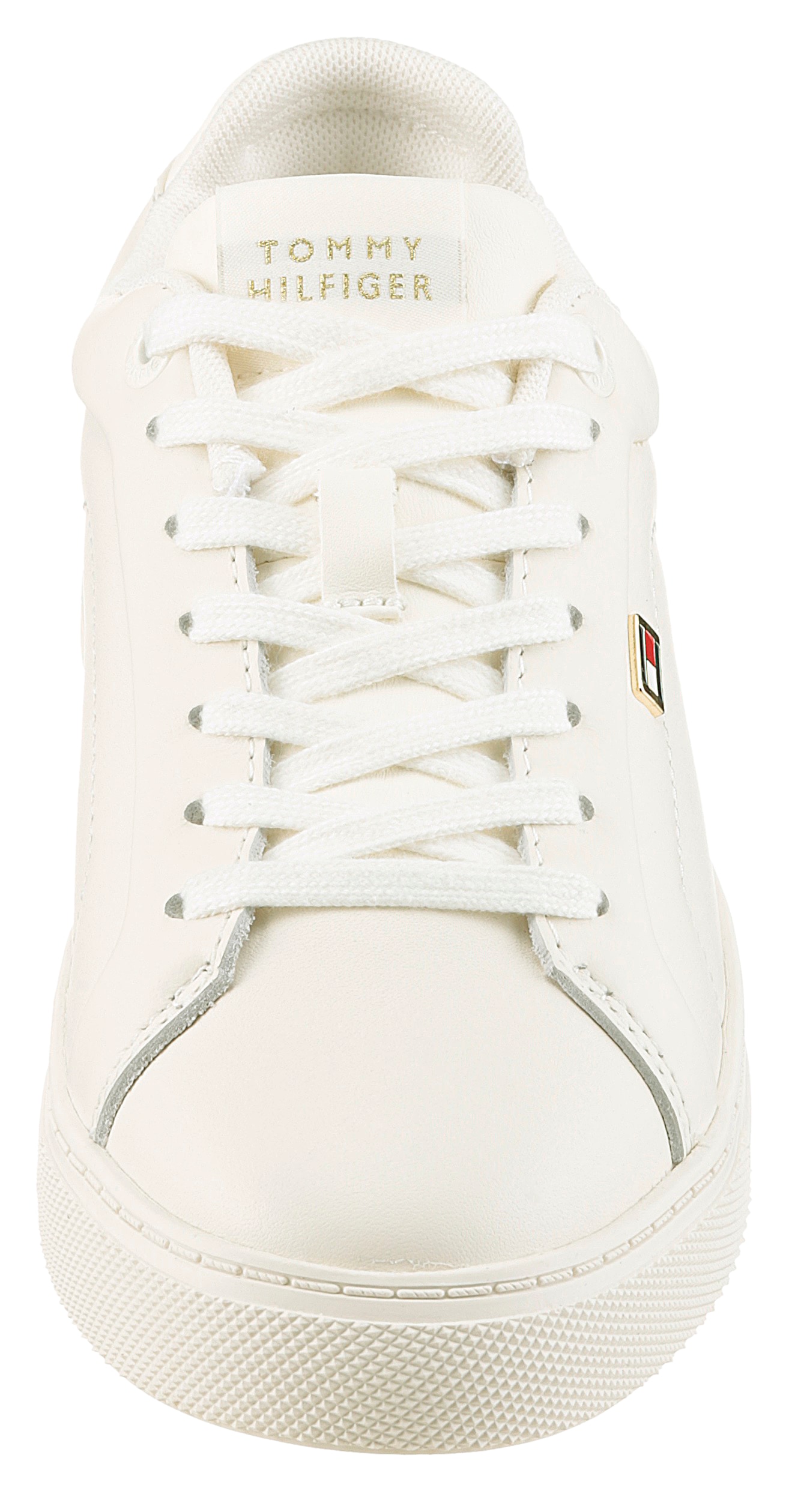 Tommy Hilfiger Plateausneaker »WOMENS ICON COURT SNEAKER FLAG«, Freizeitschuh, Schnürschuh, Halbschuh mit gepolstertem Schaftrand