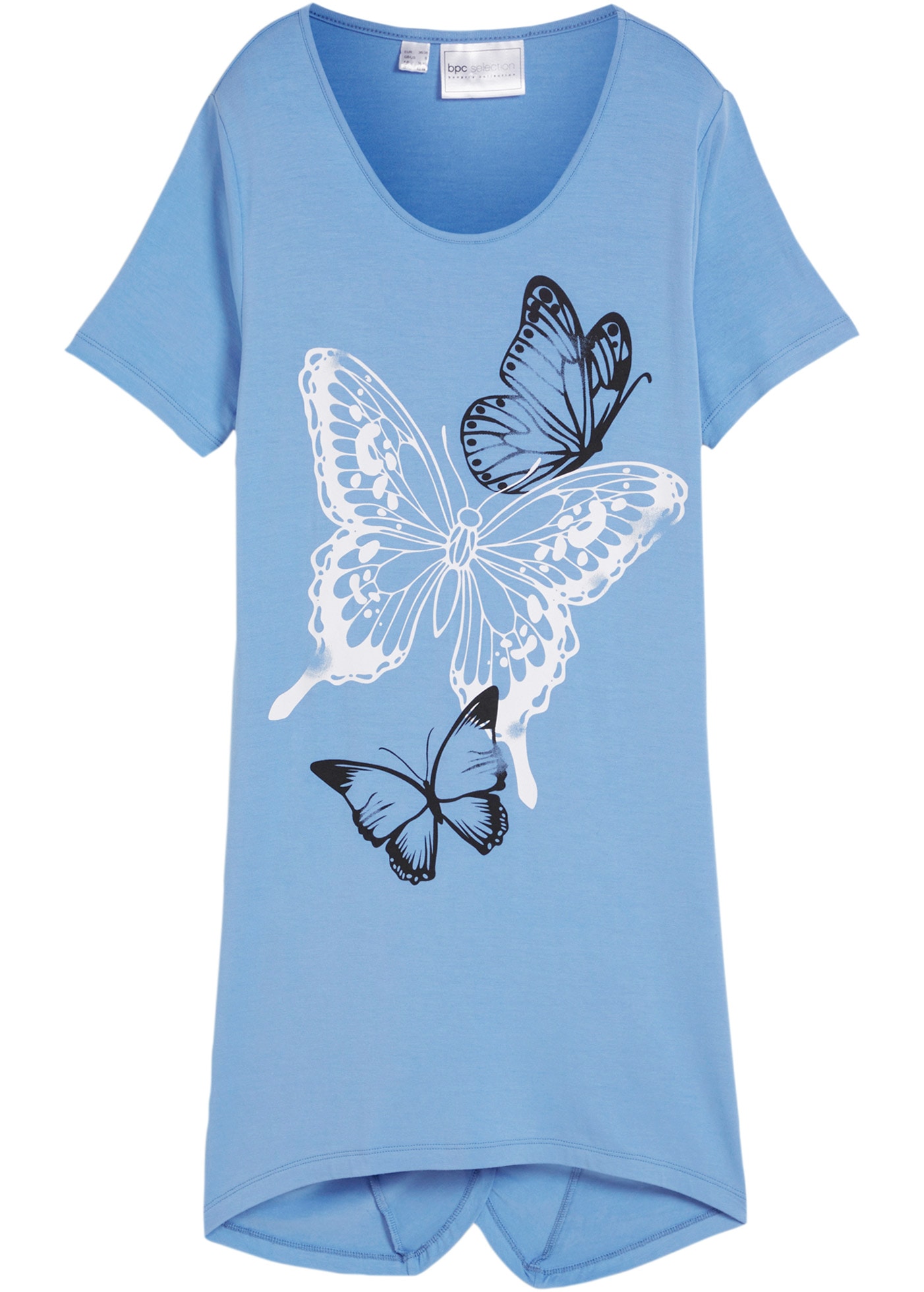 bonprix Longshirt »Longshirt mit Zipfel und Schmetterlingsmuster« Longshirt mit Zipfel und Schmetterlingsmuster